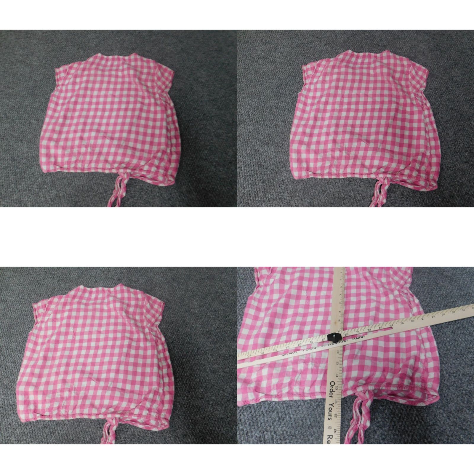 Vintage Beach Lunch Lounge Blouse Womens Small Pink Plaid Sleeveless Cap Neckline Collared Casual Basic 90s Beach Theme Ruffle Breathable Size S / US 4 / IT 40 - 8 Thumbnail
