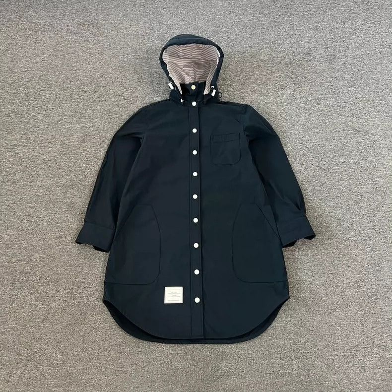 Thom Browne Thom Browne TB Striped Hooded Trench Coat - dmc Size US L / EU 52-54 / 3 - 1 Thumbnail