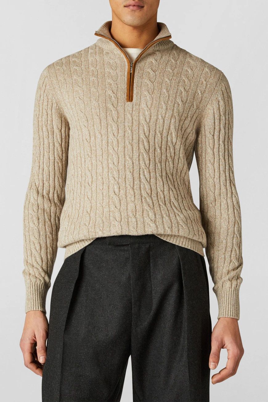 Loro Piana o1srvl11e1224 Baby Cashmere Half Zip Sweater in Light Beige Size US M / EU 48-50 / 2 - 2 Thumbnail