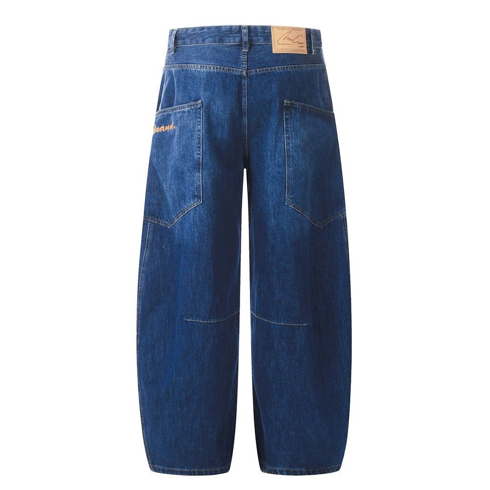Men's workwear high street patchwork scimitar loose jeans