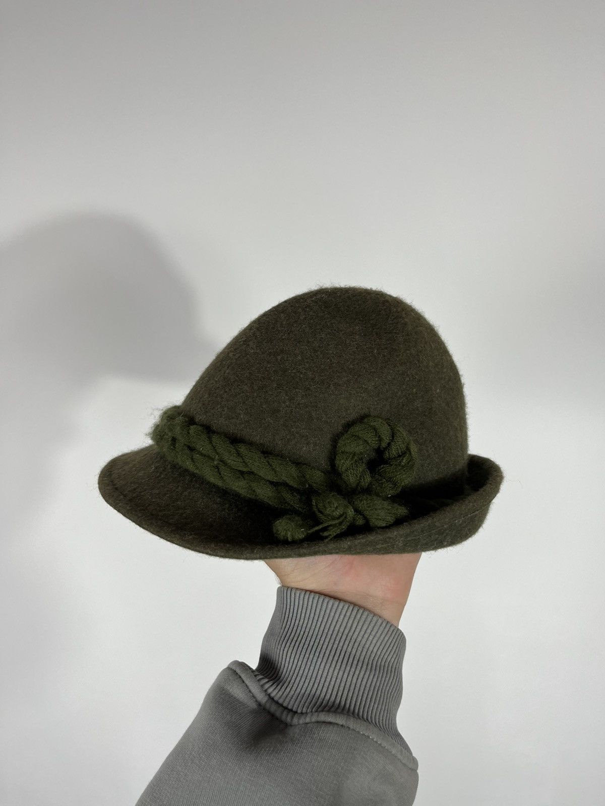 Vintage Traditional Wool Alpine Hat Green 54 cm Oktoberfest Style Size ONE SIZE - 1 Thumbnail