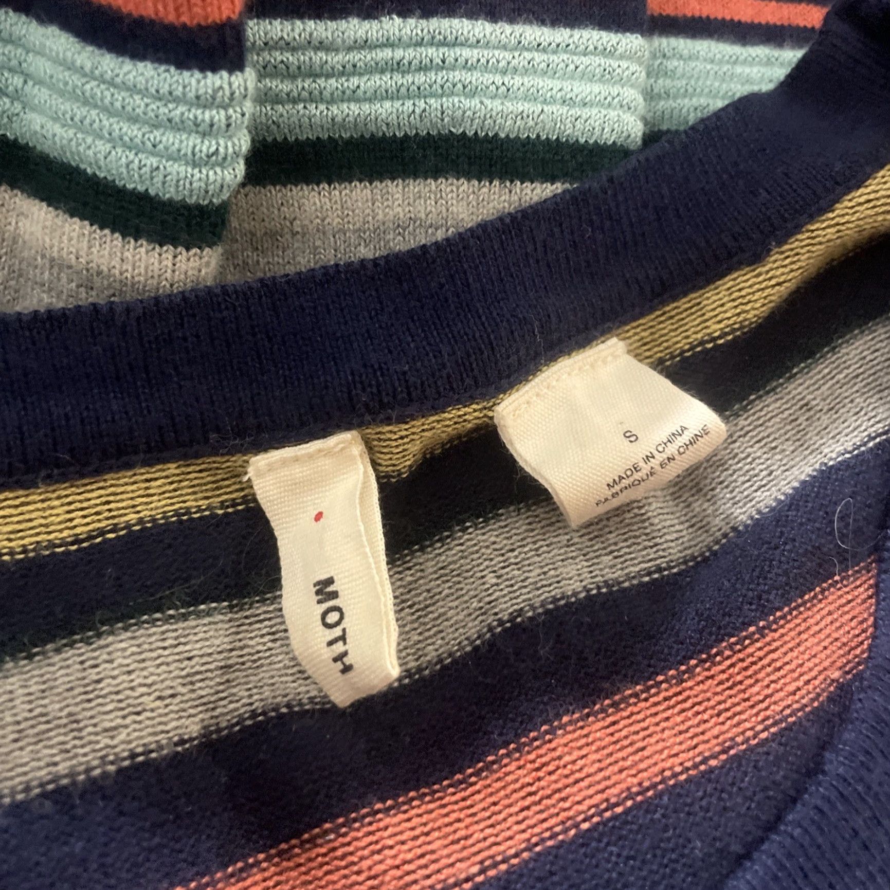 Vintage Moth Sweater Dress Women S Fit Flare Stripe Blue Merino Wool Blend Boho Cozy Dress Size S Size S / US 4 / IT 40 - 5 Thumbnail