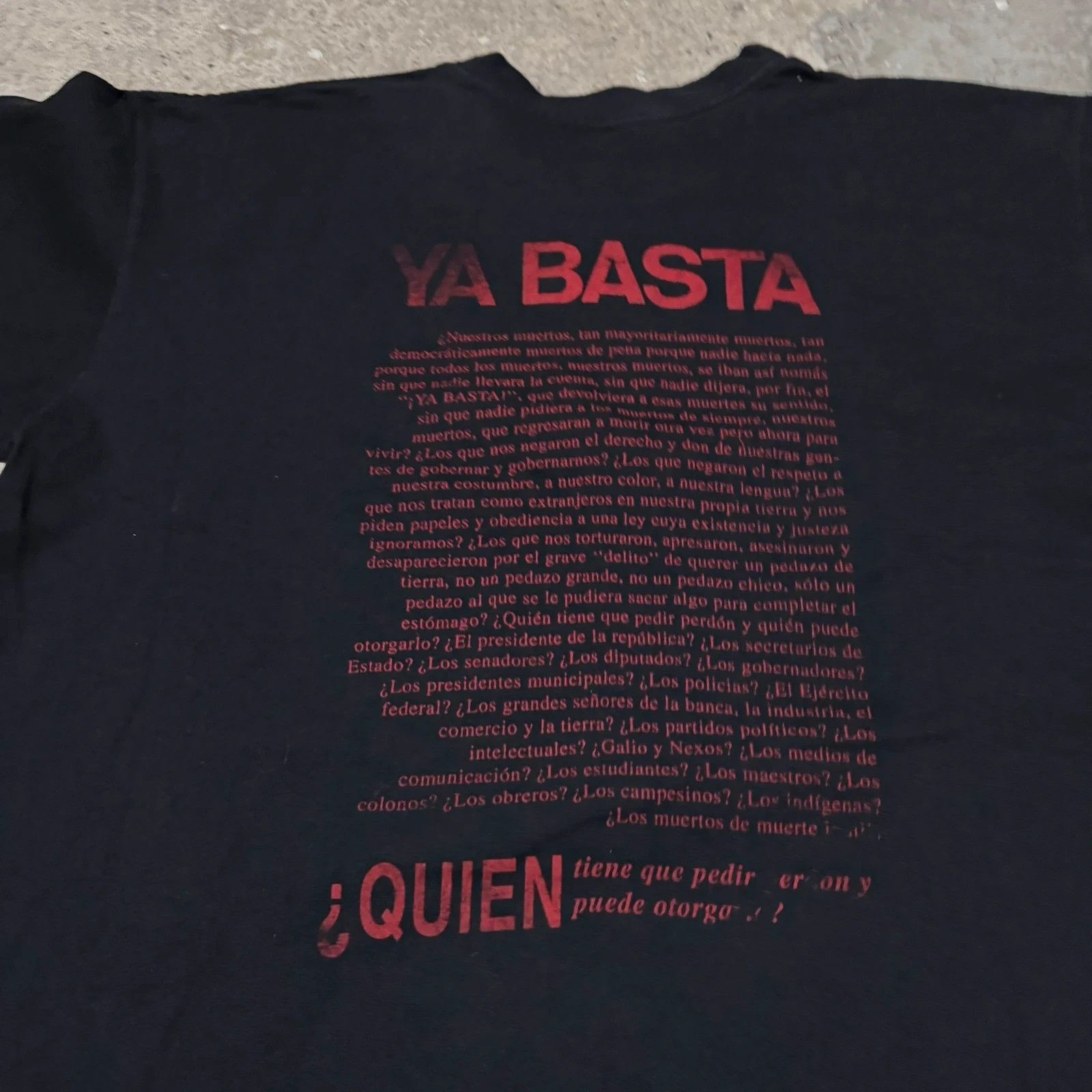 Band Tees Vintage 90s Ya Basta Ezln Mexico Army Big Printed T-Shirt Size US XL / EU 56 / 4 - 5 Thumbnail