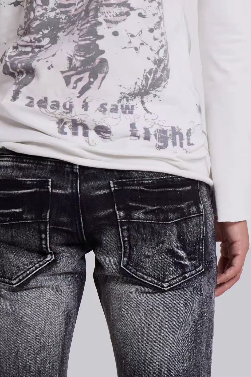 Japanese Brand Washed Black Flared Jeans Size US 35 - 4 Thumbnail