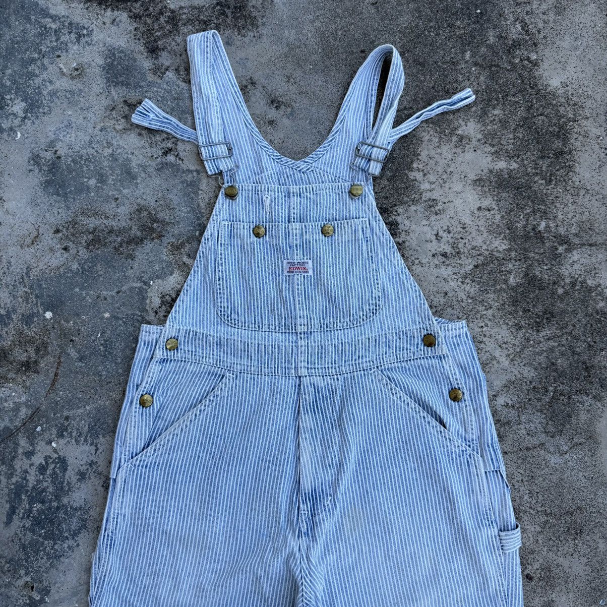 Edwin VINTAGE EDWIN HICKORY STRIPE SUSPENDER DENIM CARGO PANTS Size US 32 / EU 48 - 3 Thumbnail