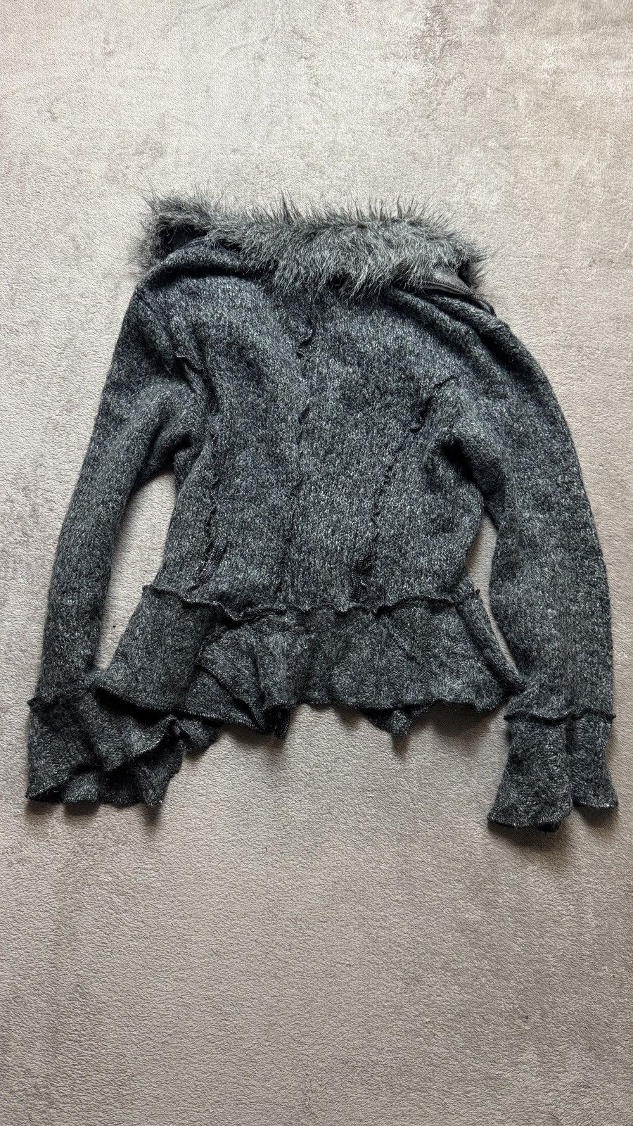 Le Grande Bleu (L.G.B.) Y2K Faux Fur Knit Wool Blend Boho Steampunk Jacket LGB Style Size L / US 10 / IT 46 - 6 Thumbnail