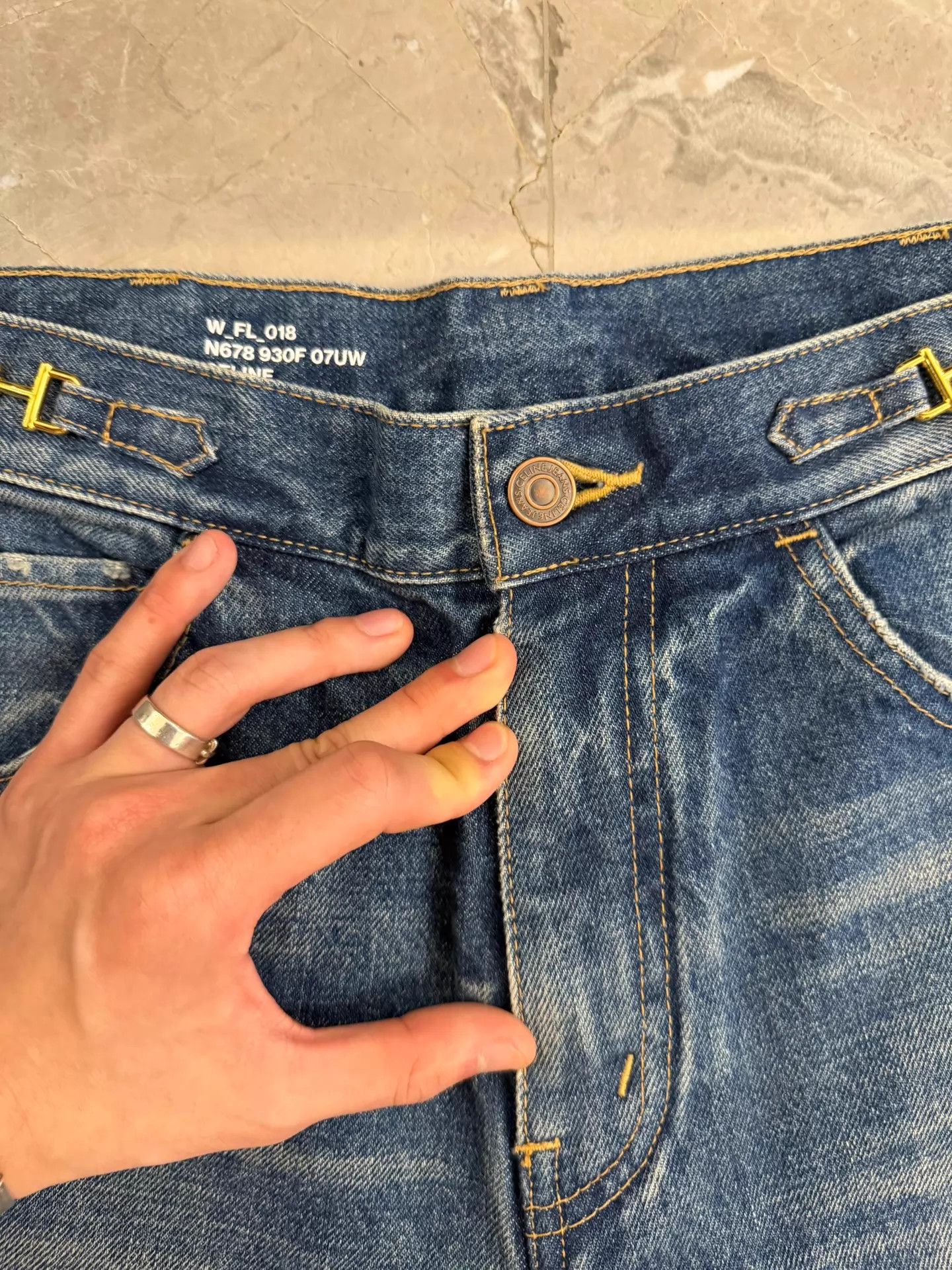 Celine Celine Hedi Slimane FL018 Gold Lock Flared Jeans 27 (Lisa) Size 27" / US 4 / IT 40 - 5 Thumbnail