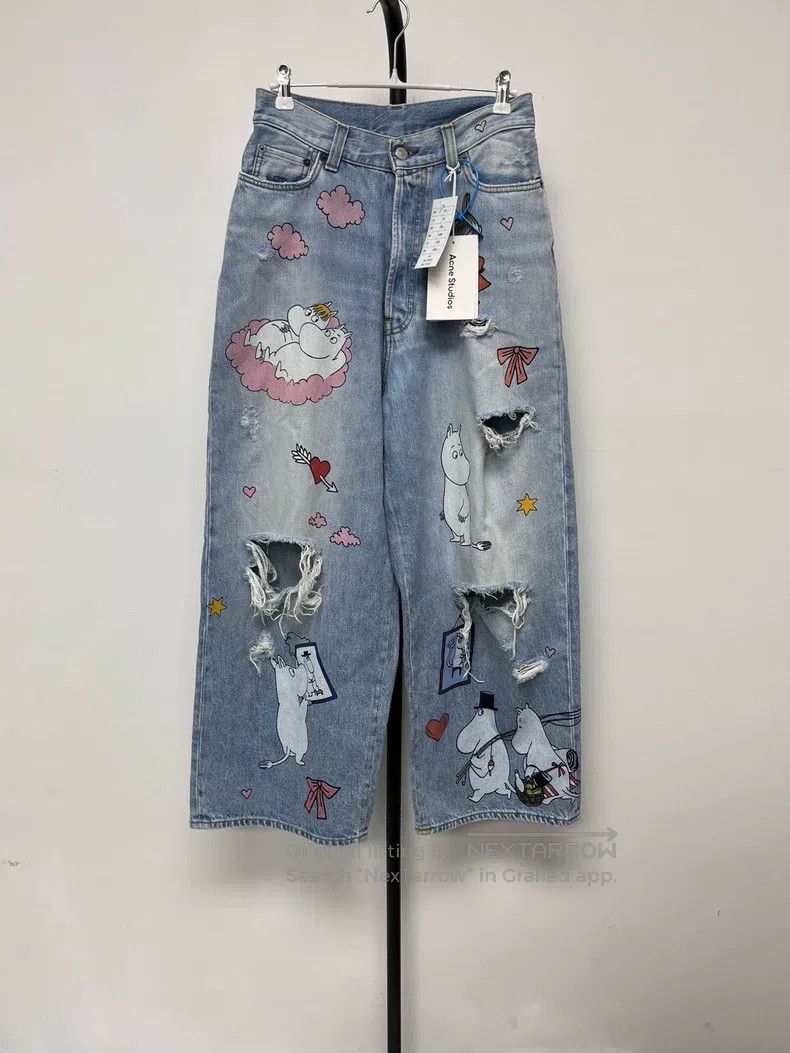 Acne Studios Acne Studios x Moomin collaboration mid-rise ripped print Size 30" / US 8 / IT 44 - 1 Thumbnail