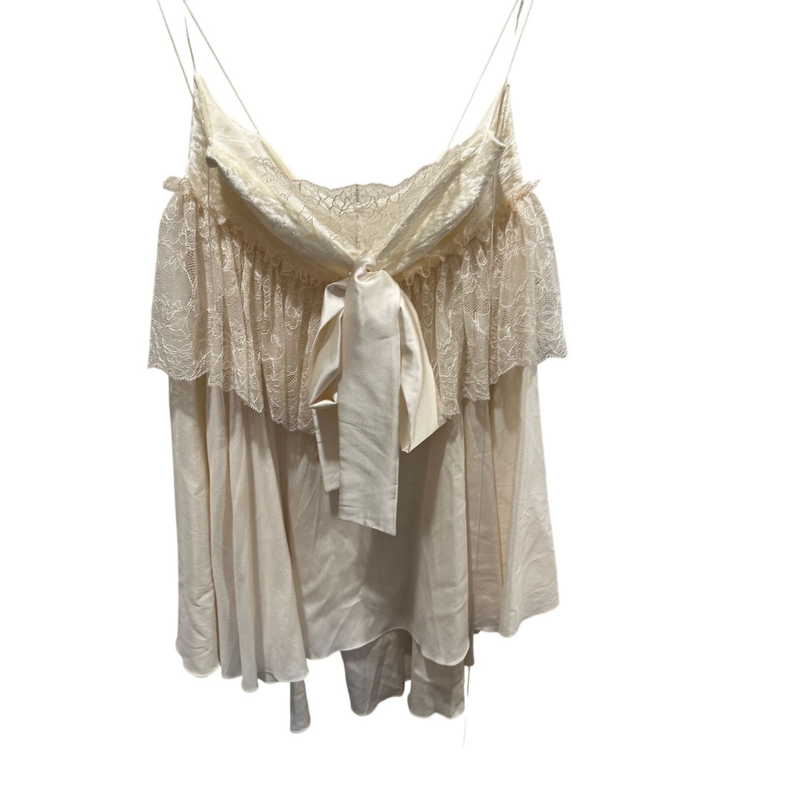 Other Amoralle Ivory Tasseled Lace & Chiffon Ruffle Lingerie Slip Size M / US 6-8 / IT 42-44 - 7 Thumbnail