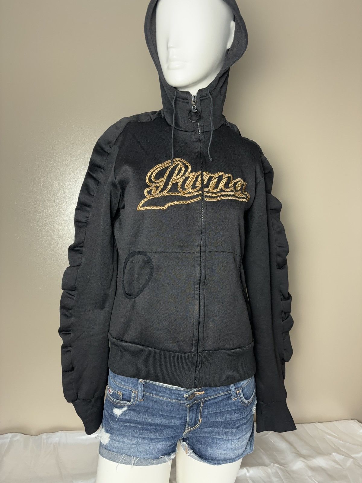 Puma PUMA Vintage Avant Garde Zip Hoodie Ruffles Sleeves y2k Size L / US 10 / IT 46 - 3 Thumbnail