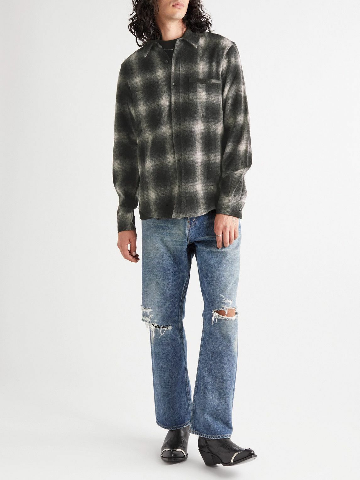 Amiri o1y0525 Logo Checked Shirt in Black/White Size US XL / EU 56 / 4 - 3 Thumbnail