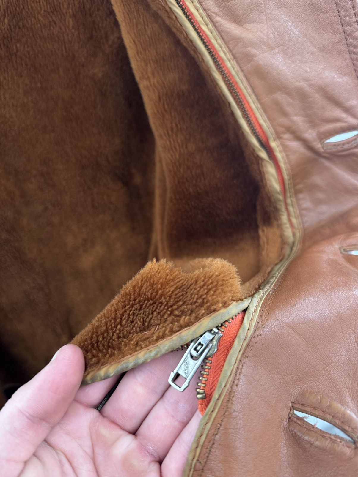 Other Vintage 90s Genuine Leather Racing Jacket Brown Biker Style Size US L / EU 52-54 / 3 - 14 Thumbnail