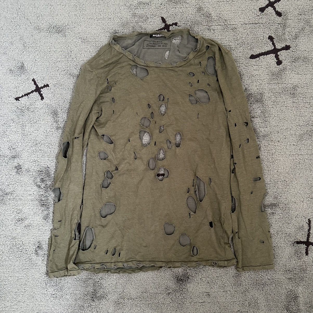 Balmain Archive Balmain Spring 2010 SS10 Decarnin Distressed Shirt Size M / US 6-8 / IT 42-44 - 1 Thumbnail