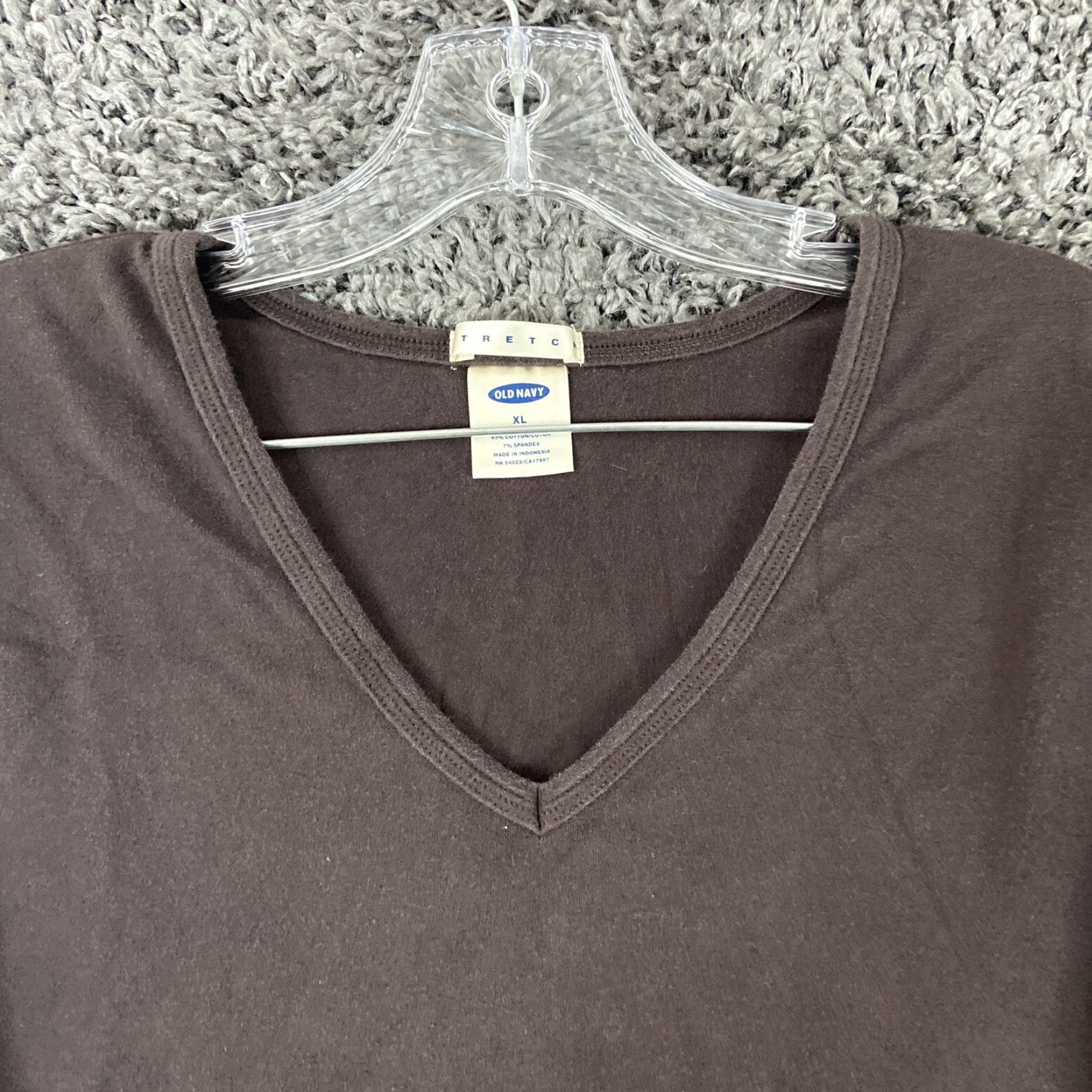 Old Navy Old Navy Women's Blouse XL Long Sleeve V-Neck Brown Stretch Top Size XL / US 12-14 / IT 48-50 - 4 Thumbnail