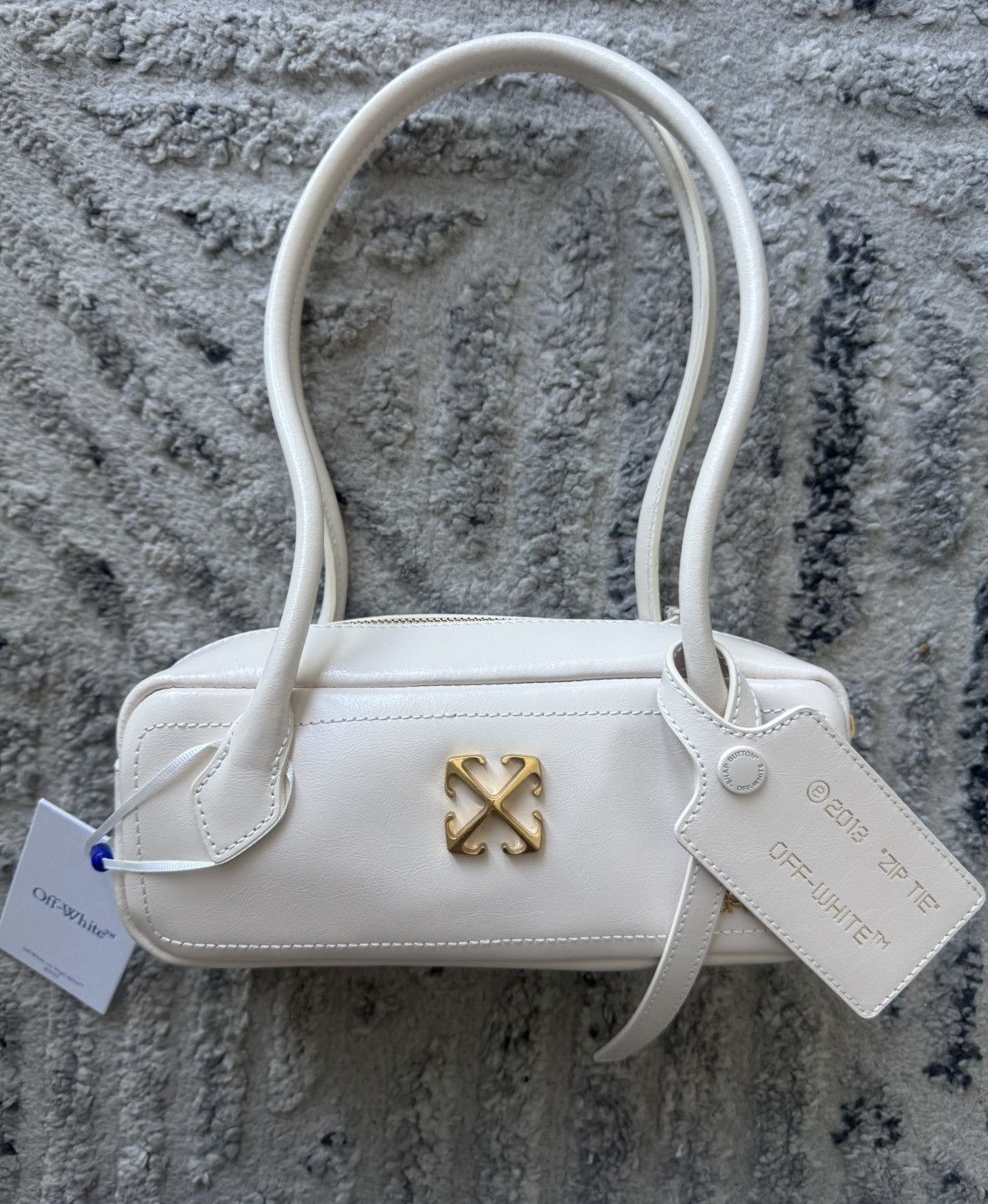 Off-White Off-White East West Shoulder Bag Light Beige Ivory Leather Size ONE SIZE - 1 Thumbnail