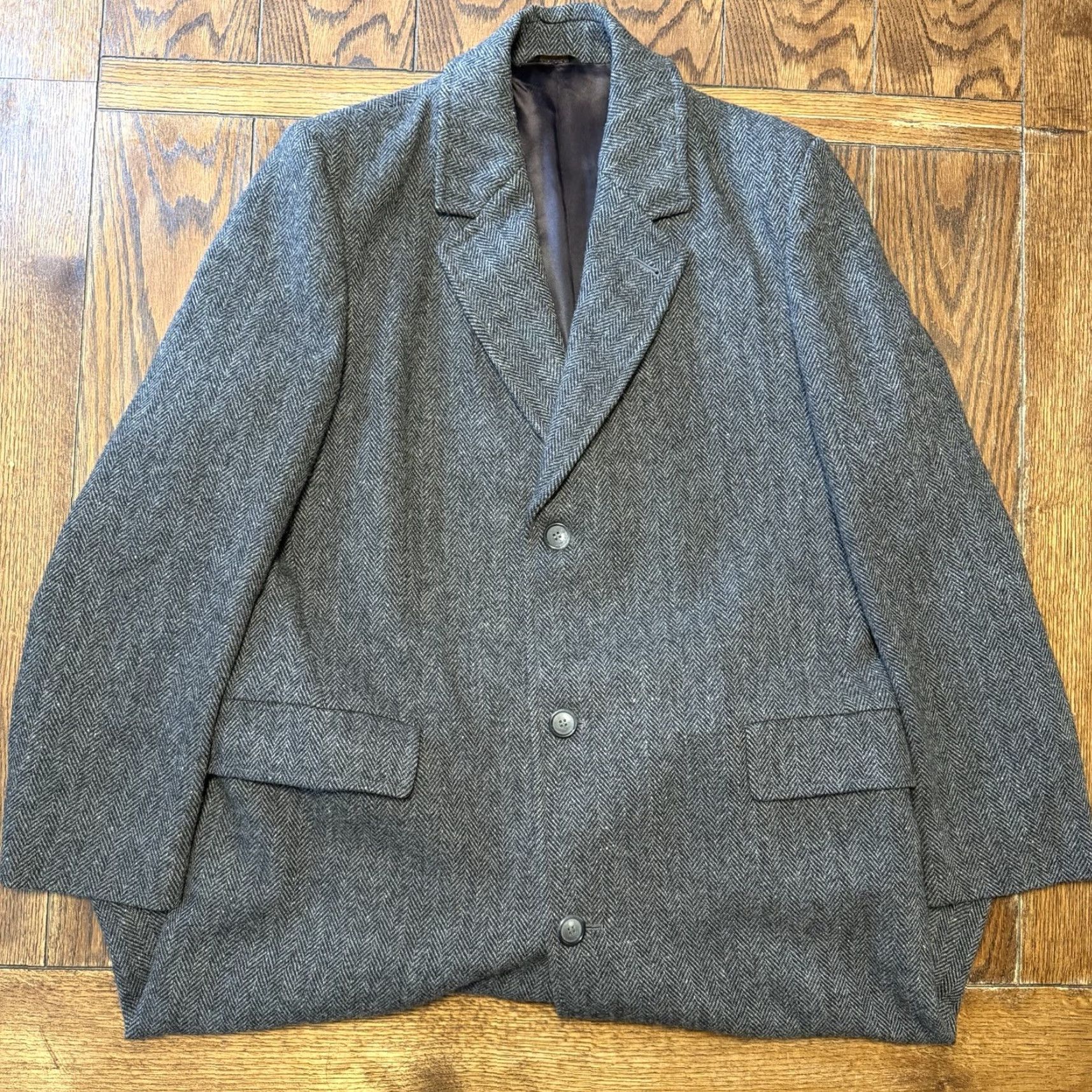 London Fog VINTAGE London Fog Overcoat Men 42L Tweed Herringbone Wool Heavy Academia Trench USA Coat Long 80s 90s College Preppy Wool Black Gray Mens Size US S / EU 44-46 / 1 - 2 Thumbnail