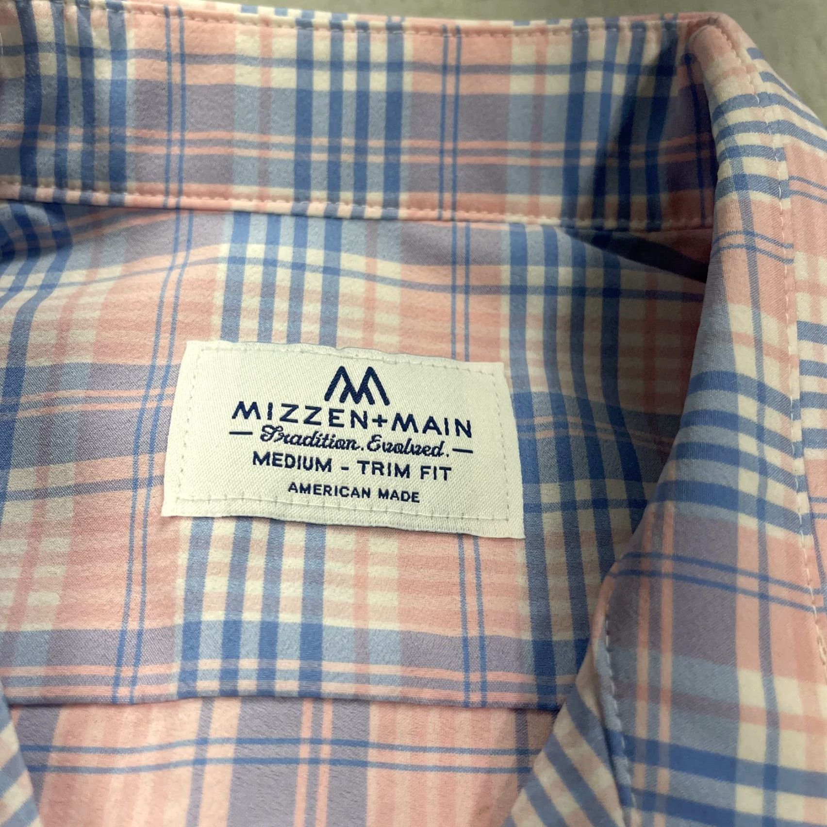 Mizzen+Main Mizzen+Main Shirt Mens M Pink Check Stretch Trim Fit Casual Button-Up Long Sleeve Casual Mens Boardroom Preppy Size US M / EU 48-50 / 2 - 3 Thumbnail