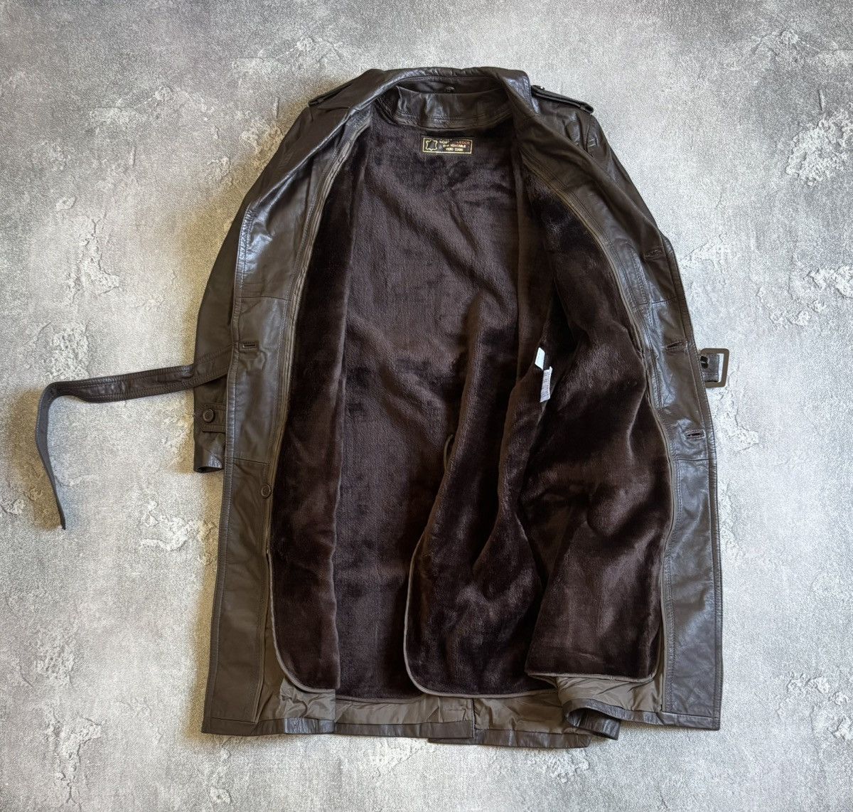 Genuine Leather Retro 52size vintage leather brown coat jacket + lining 90s Size US L / EU 52-54 / 3 - 13 Thumbnail