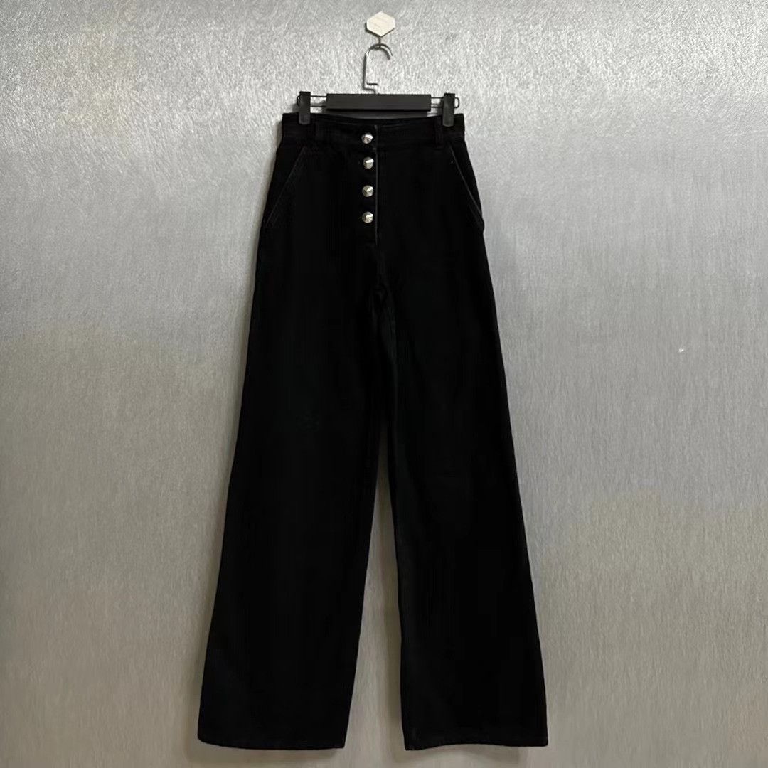 WE11DONE We11done Silver Buckle Black Wide-Leg Jeans Size 32" / US 10 / IT 46 - 1 Thumbnail