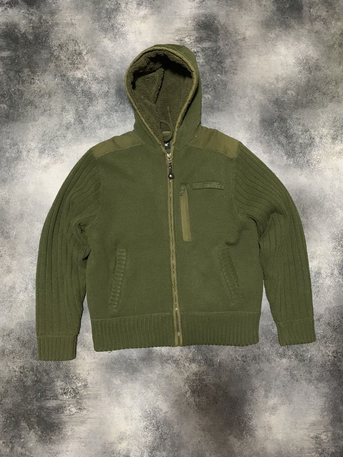 Schott NYC Sherpa Lined Knit Hoodie Jacket