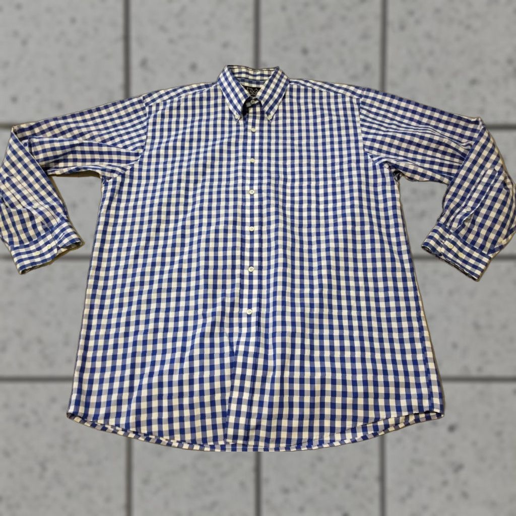 Jos. A. Bank Jos. A. Bank Dress Shirt L Large Blue Button Cotton Mens Size 42R - 1 Thumbnail