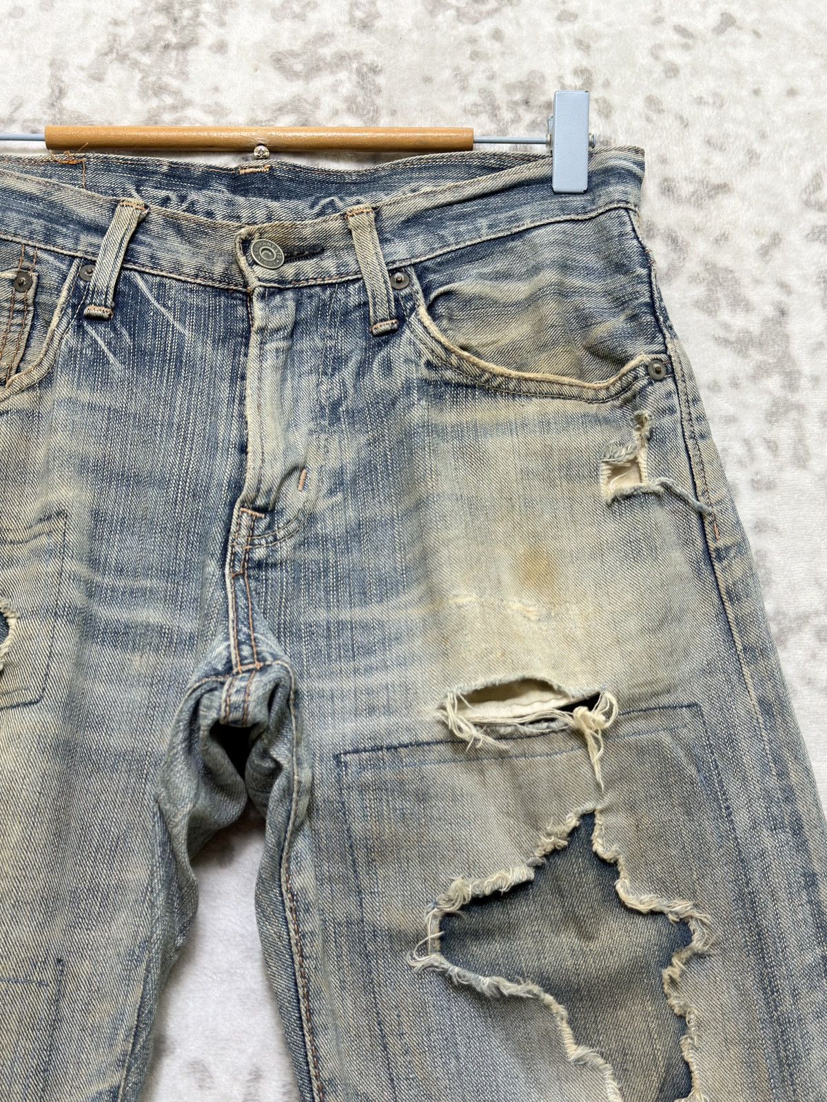 Edwin Edwin 503 Thrashed Mud Wash Jeans Extreme Distressed Denim Size US 28 / EU 44 - 5 Thumbnail