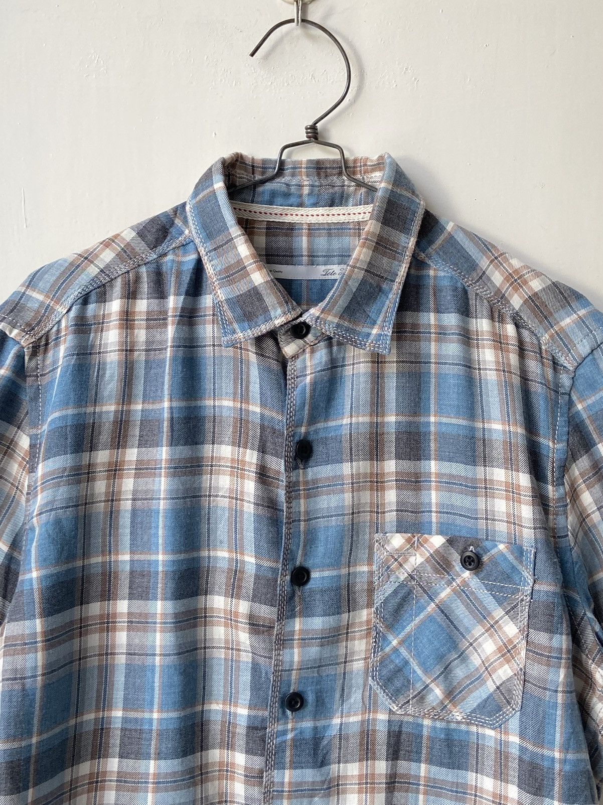 Issey Miyake × Japanese Brand × Tete Homme TETE HOMME Blue Plaid Shirt Size US S / EU 44-46 / 1 - 12 Thumbnail