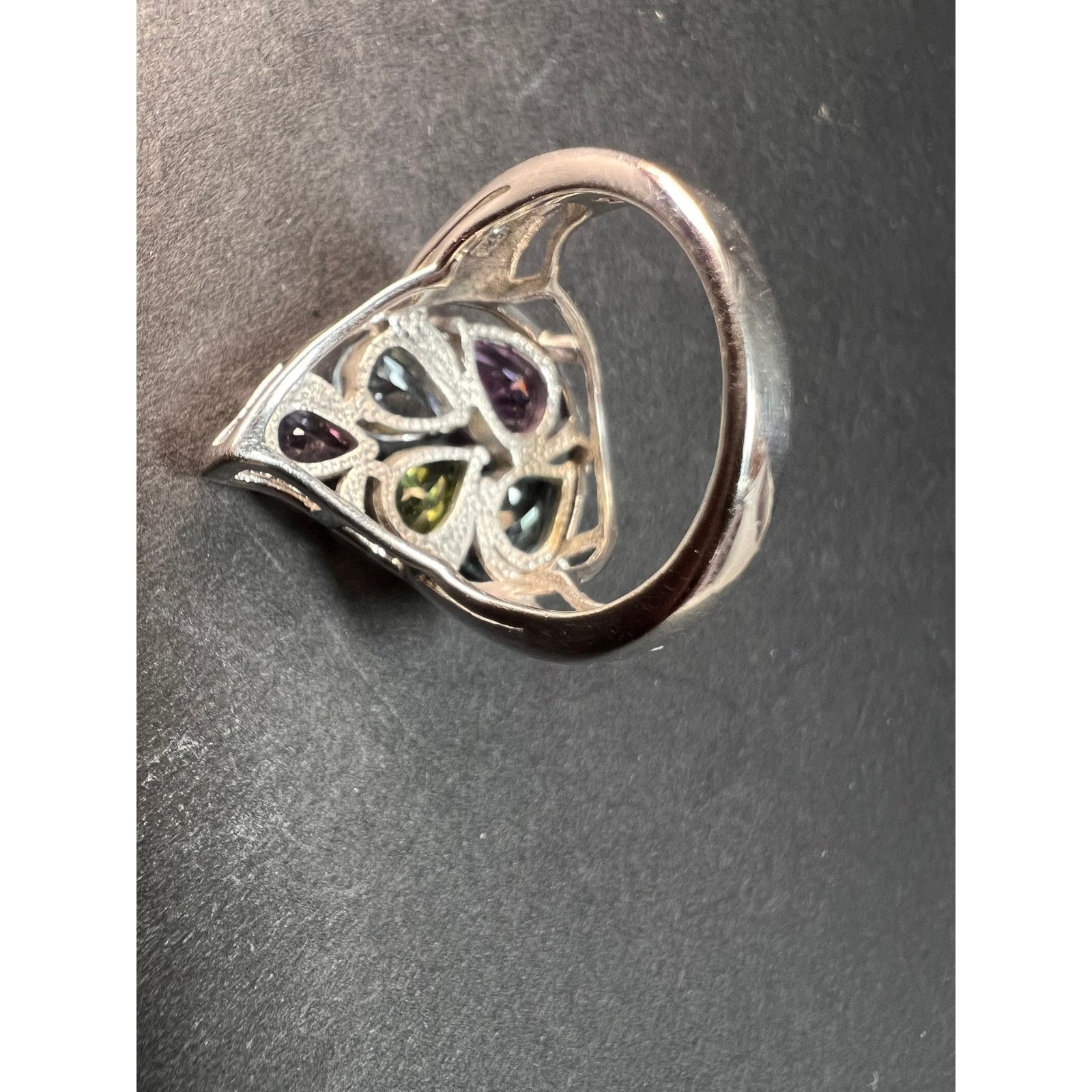 Other Vintage multi gemstone sterling silver cluster ring size 7 Size ONE SIZE - 18 Thumbnail