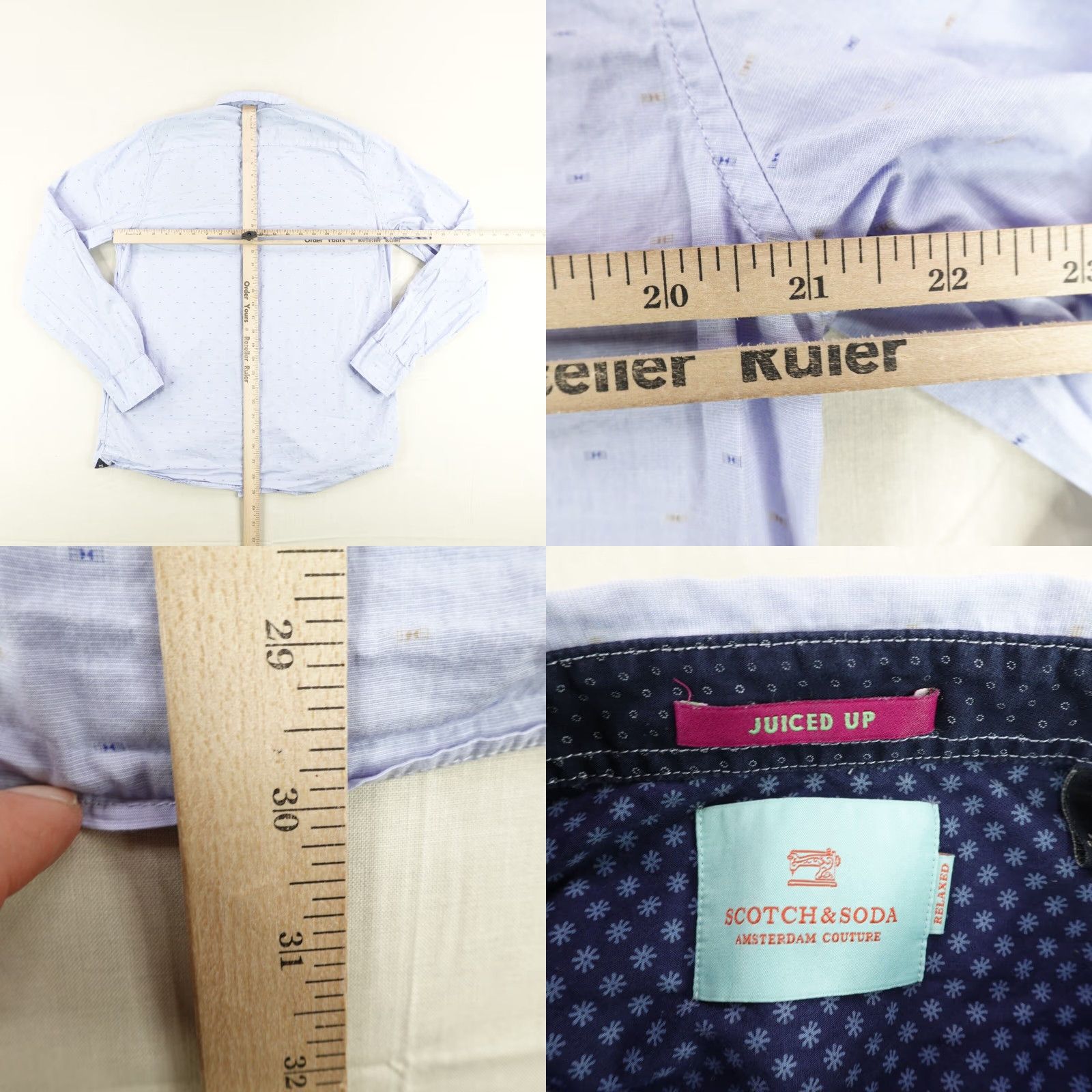 Scotch & Soda Scotch & Soda Shirt Mens Large Light Blue Printed Relax Fit Roll Tab Long Sleeve Button-Up with Pockets Size US L / EU 52-54 / 3 - 8 Thumbnail