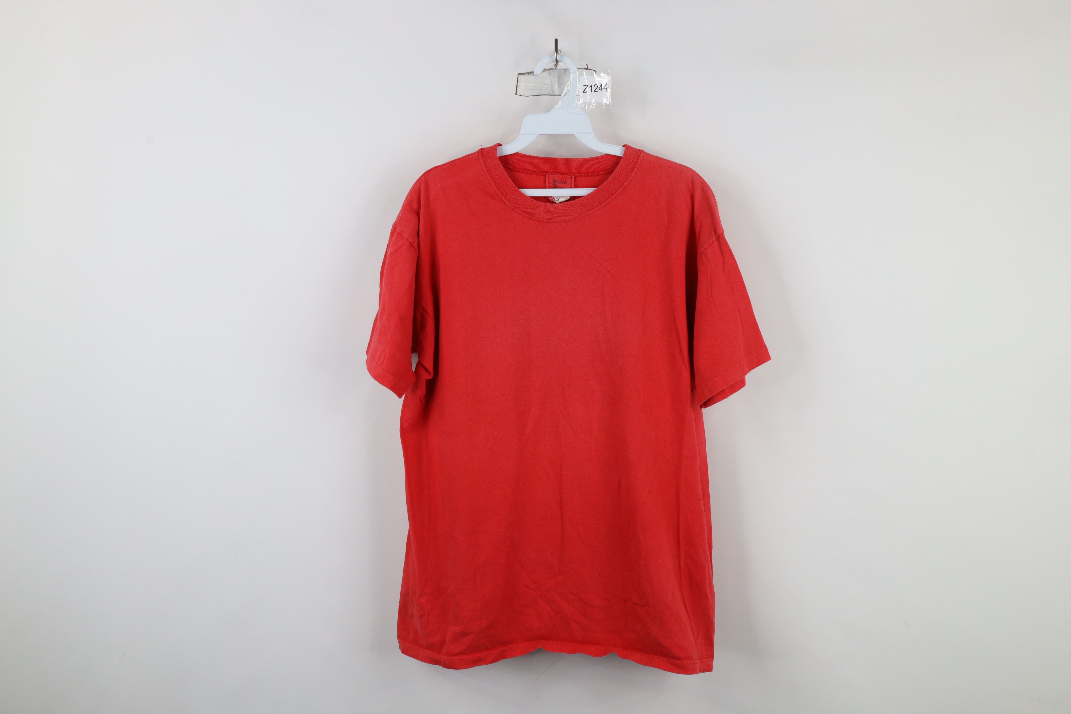 Vintage Vintage 90s Streetwear Blank Short Sleeve T-Shirt USA Red Size US M / EU 48-50 / 2 - 1 Thumbnail