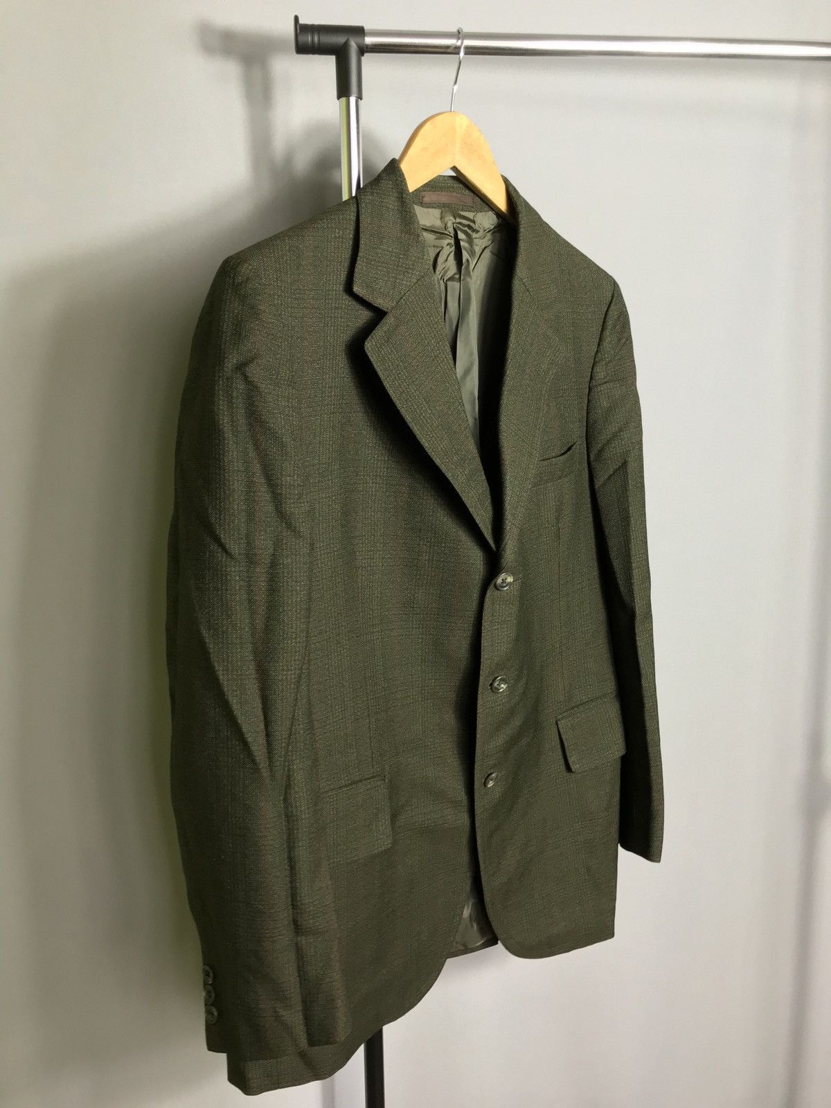 Other Burberrys London Dress Jacket Mens Green Wool Classic Size 42R - 3 Thumbnail