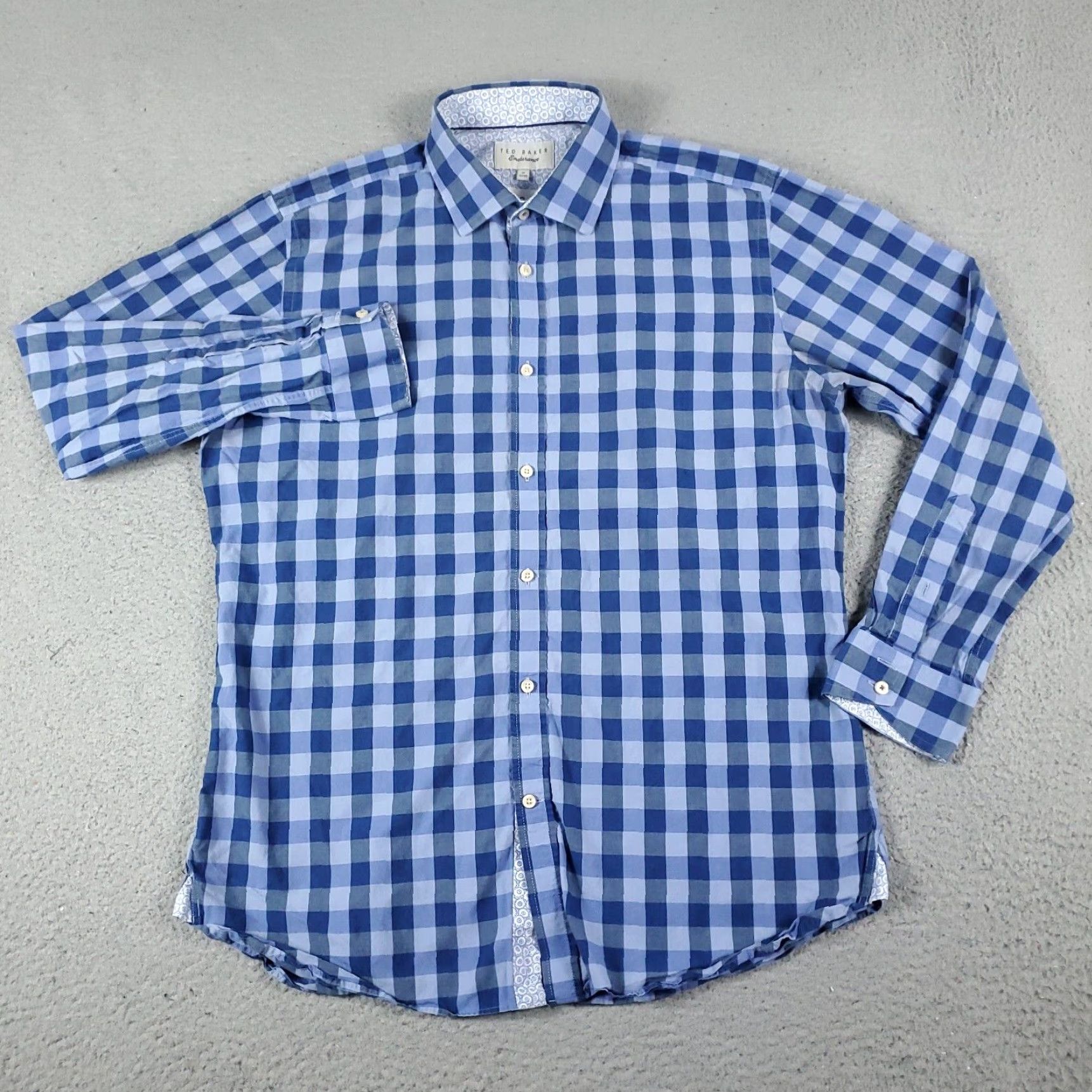 Ted Baker Ted Baker Shirt Mens 16 Blue Check London Casual Button Up Long Sleeve Size US L / EU 52-54 / 3 - 2 Thumbnail