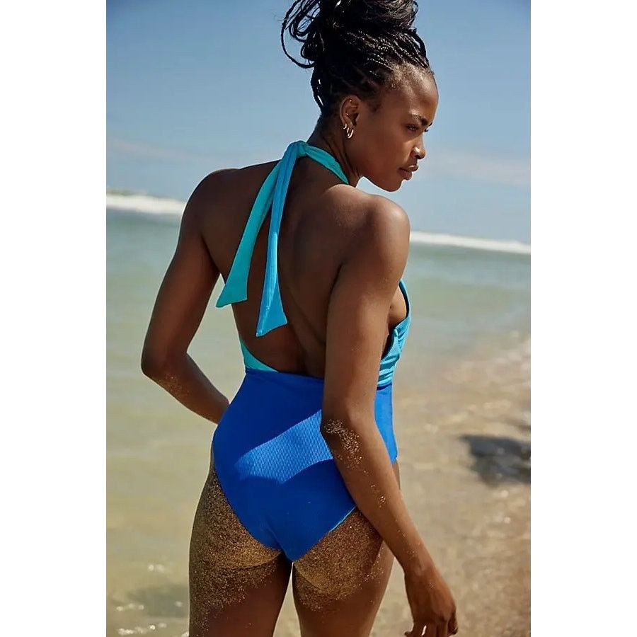 Beach Riot × Free People NWT Jessica One-Piece Swimsuit $168 SMALL Caribbean Sea Size S / US 4 / IT 40 - 4 Thumbnail