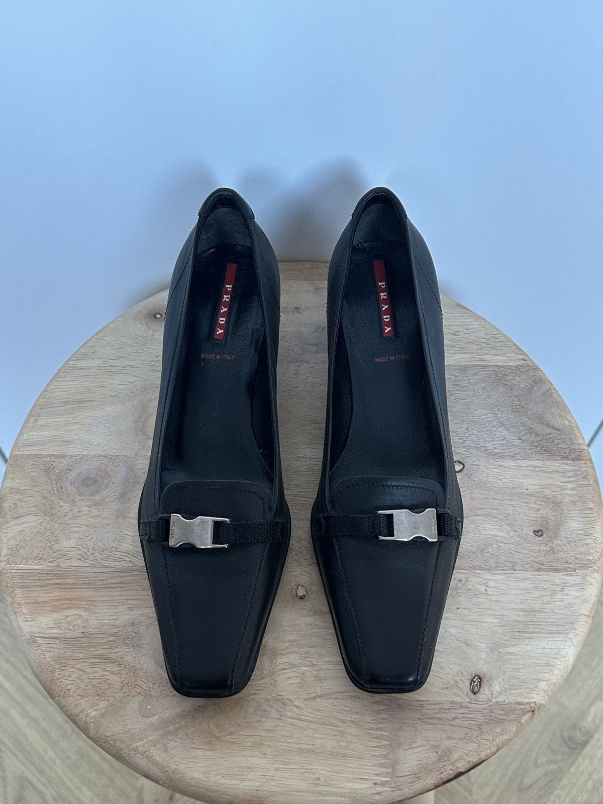 Prada Prada Black Leather Kitten Heel Pumps EU 36.5 Size US 5.5 / IT 35.5 - 3 Thumbnail