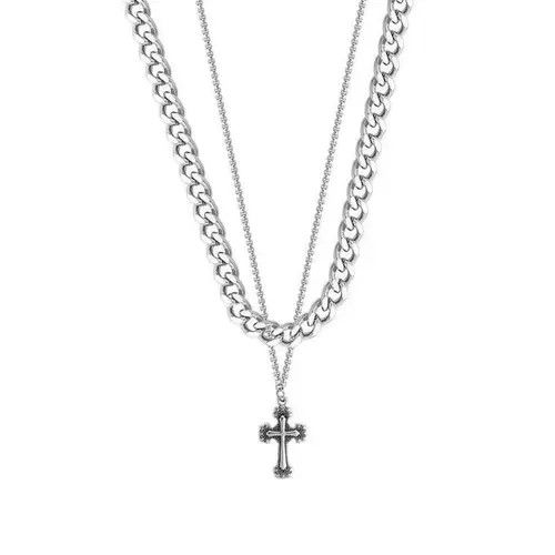 Other Double Layer Titanium Steel Cross Pendant Necklace for Men Size ONE SIZE - 4 Thumbnail