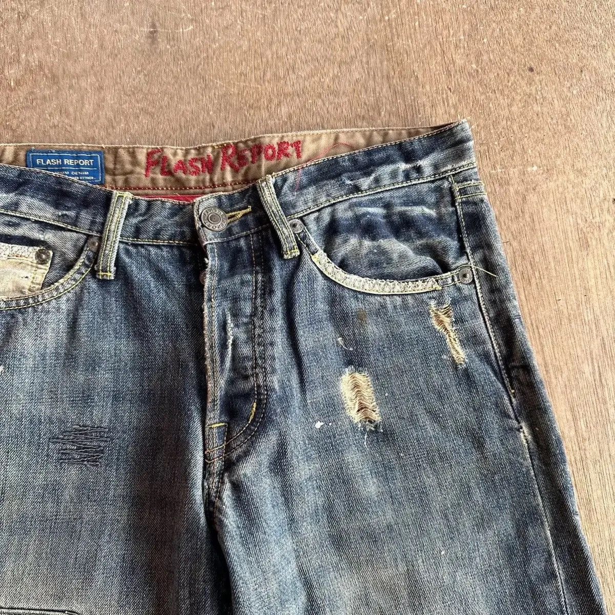 Japanese Brand SUPER SICKS 🔥FLASH REPORT Japan Jean Patchwork Denim Pants Size US 31 - 7 Thumbnail