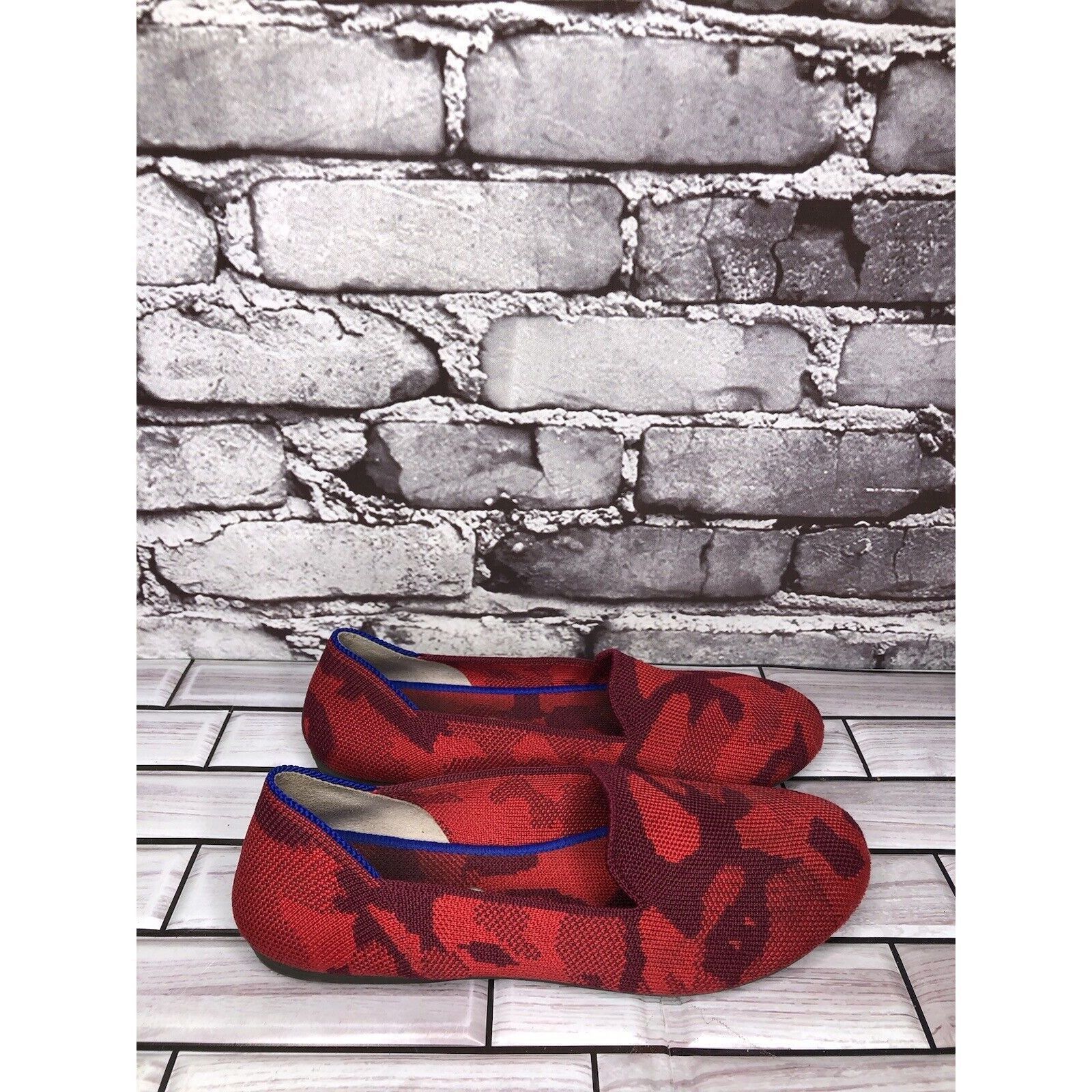 Other Rothy’s Red Camo Fabric Knit Round Toe Slip On Flats Shoes W Size US 4.5 / IT 34.5 - 4 Thumbnail