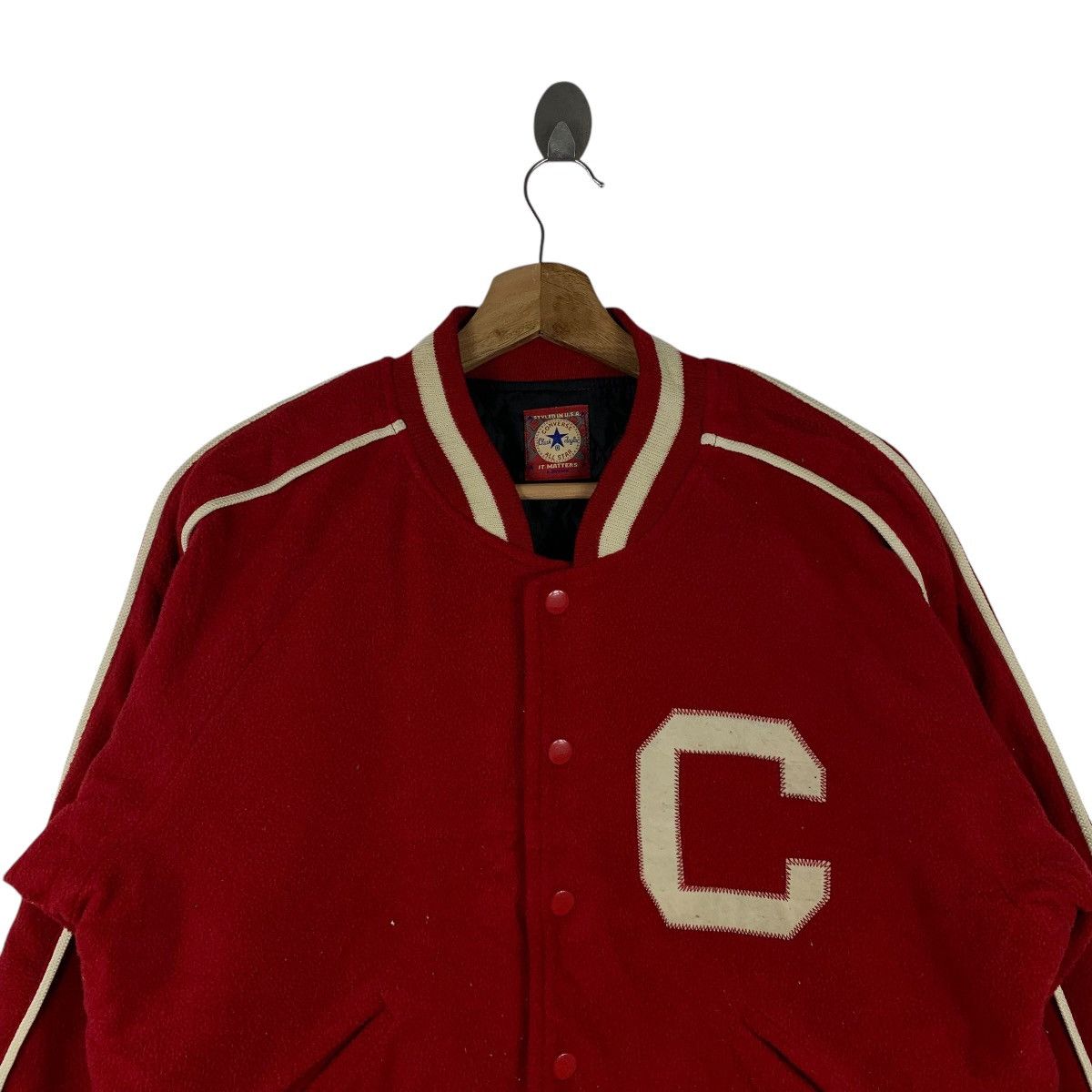 Converse × Vintage Vintage CONVERSE All Casualwear Wool Bomber Varsity Jacket Size US L / EU 52-54 / 3 - 4 Thumbnail