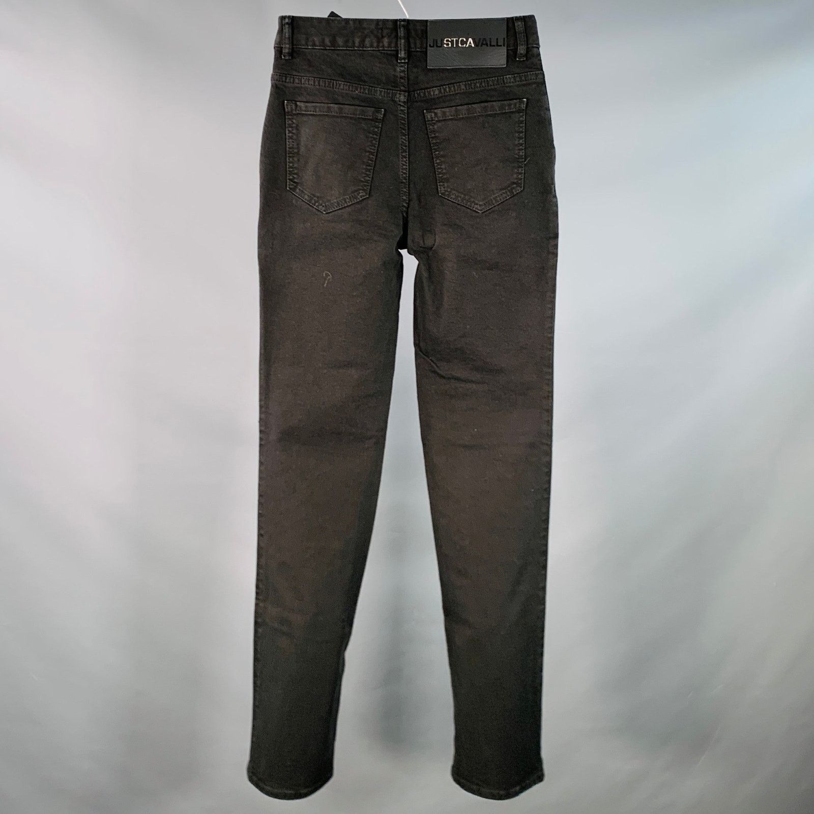 Just Cavalli Size 26 Black Silver Cotton Denim Studded Button Fly Jeans Size 26" / US 2 / IT 38 - 3 Thumbnail