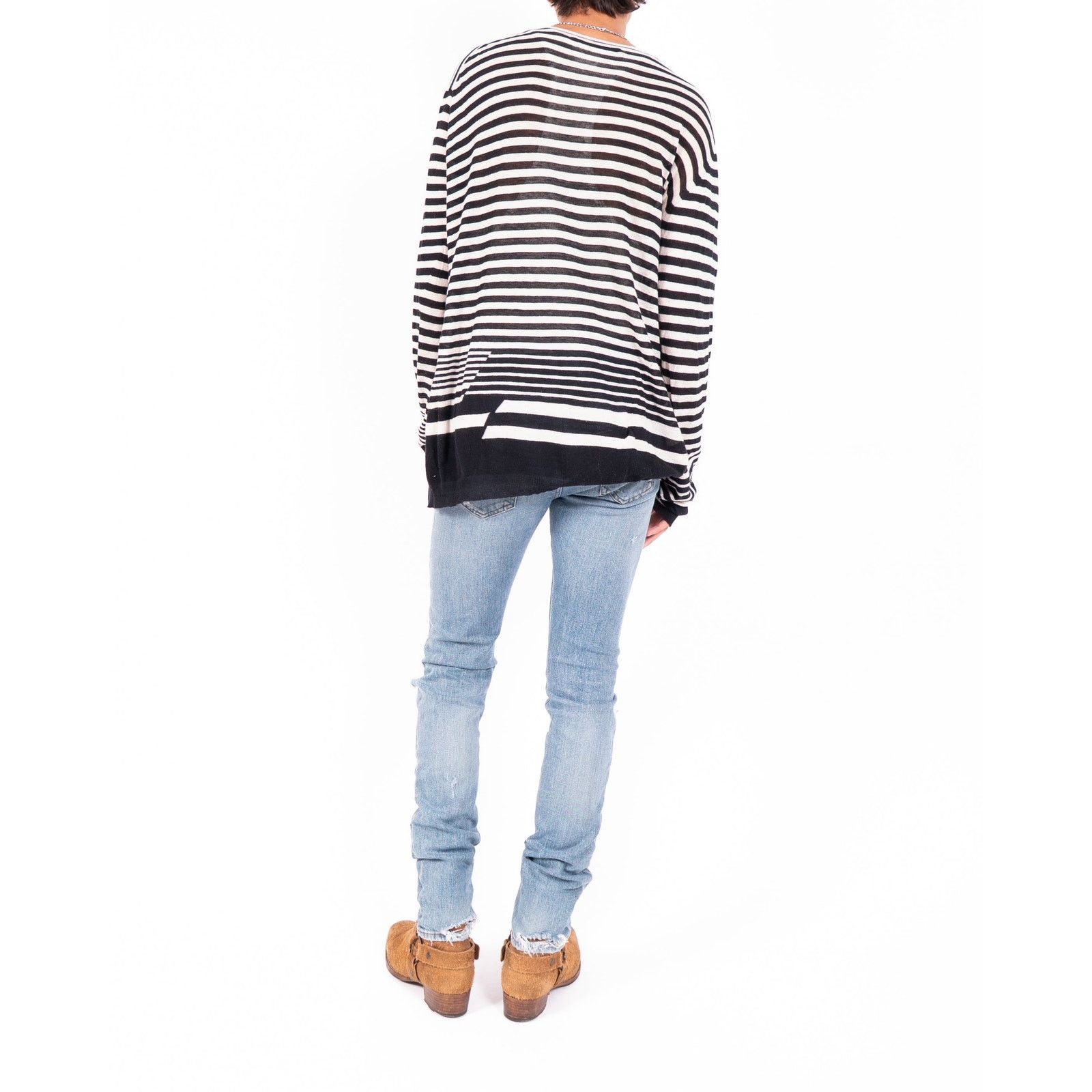 Haider Ackermann SS16 Striped Longsleeve in Black & White Wool Size US M / EU 48-50 / 2 - 7 Thumbnail