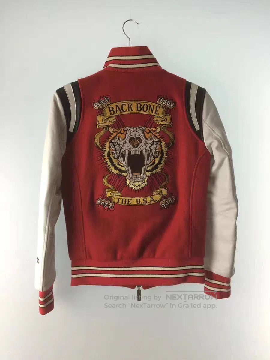 Backbone Red Varsity Jacket with Tiger Skull Embroidery - S. Size US S / EU 44-46 / 1 - 1 Thumbnail