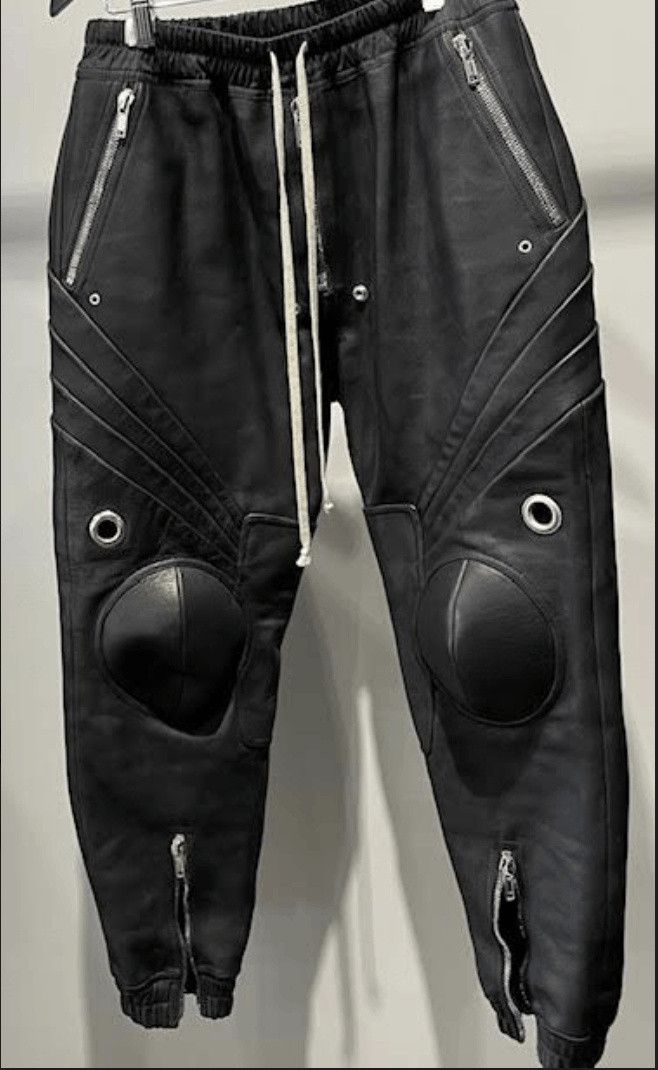 Rick Owens Performa Knee Padded Leather Biker Trousers Size US 38 / EU 54 - 1 Thumbnail