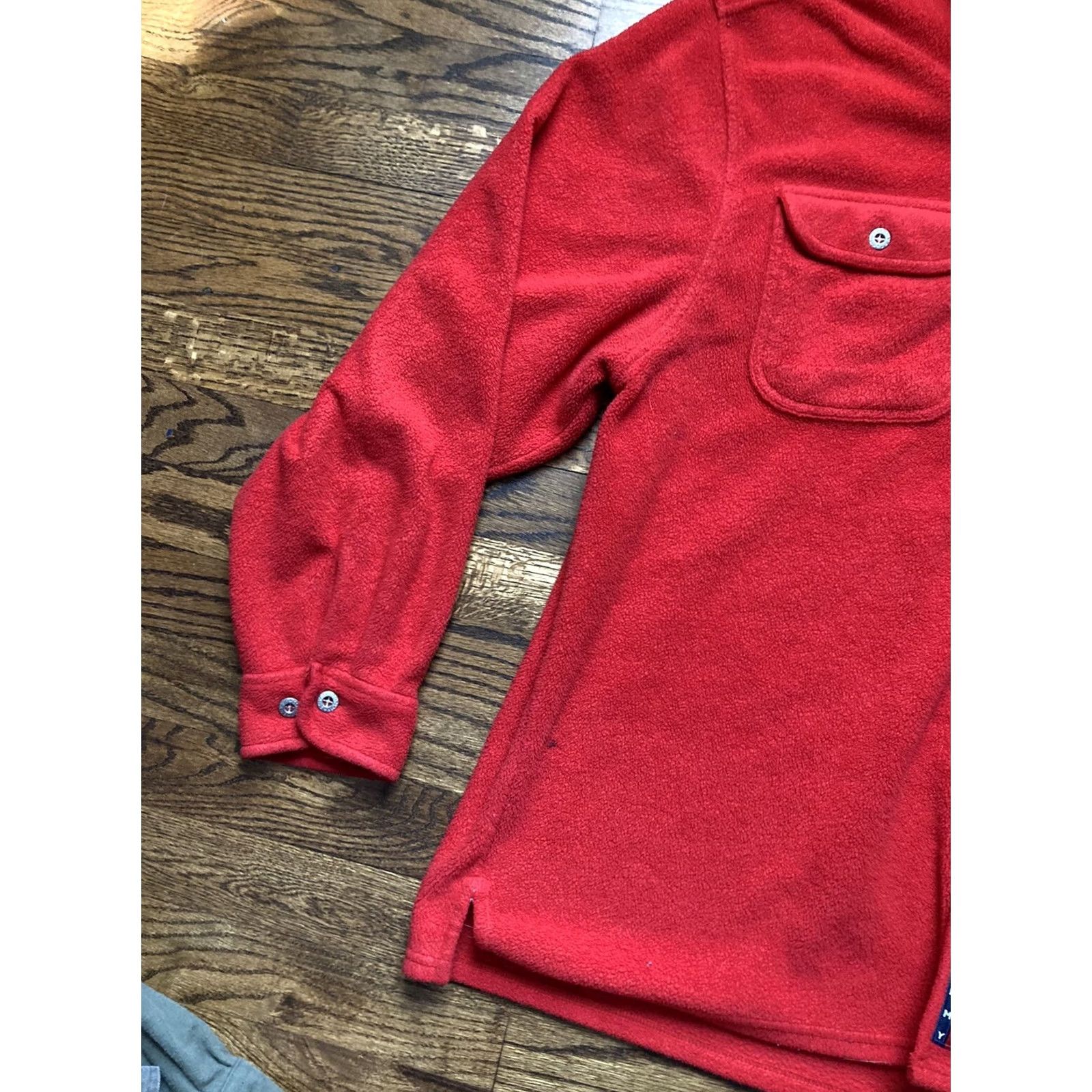 Tommy Hilfiger VINTAGE Tommy Hilfiger Shirt Jacket Mens Sz Large Button Up Shacket Red 90s Size US L / EU 52-54 / 3 - 2 Thumbnail