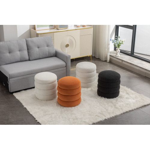 Designer × Homemade 006-Soft Velvet Round Ottoman Footrest Stool,Orange Size US L / EU 52-54 / 3 - 7 Thumbnail