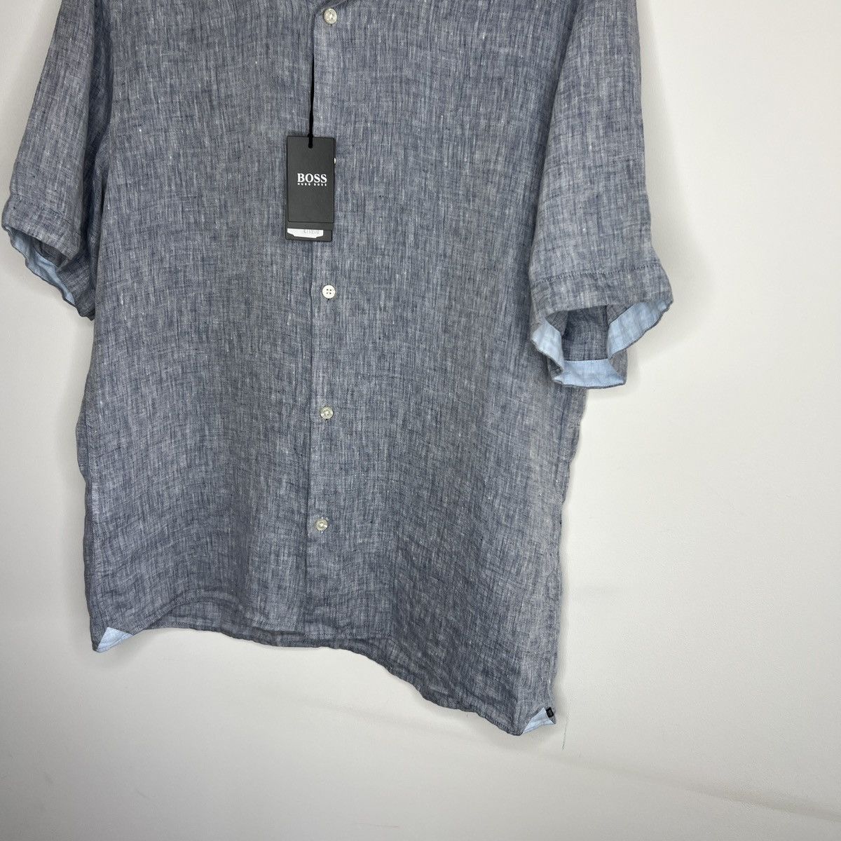 Designer × Hugo Boss Brand New Men’s Hugo Boss Casual Linen Shirt L Grey Size US L / EU 52-54 / 3 - 2 Thumbnail