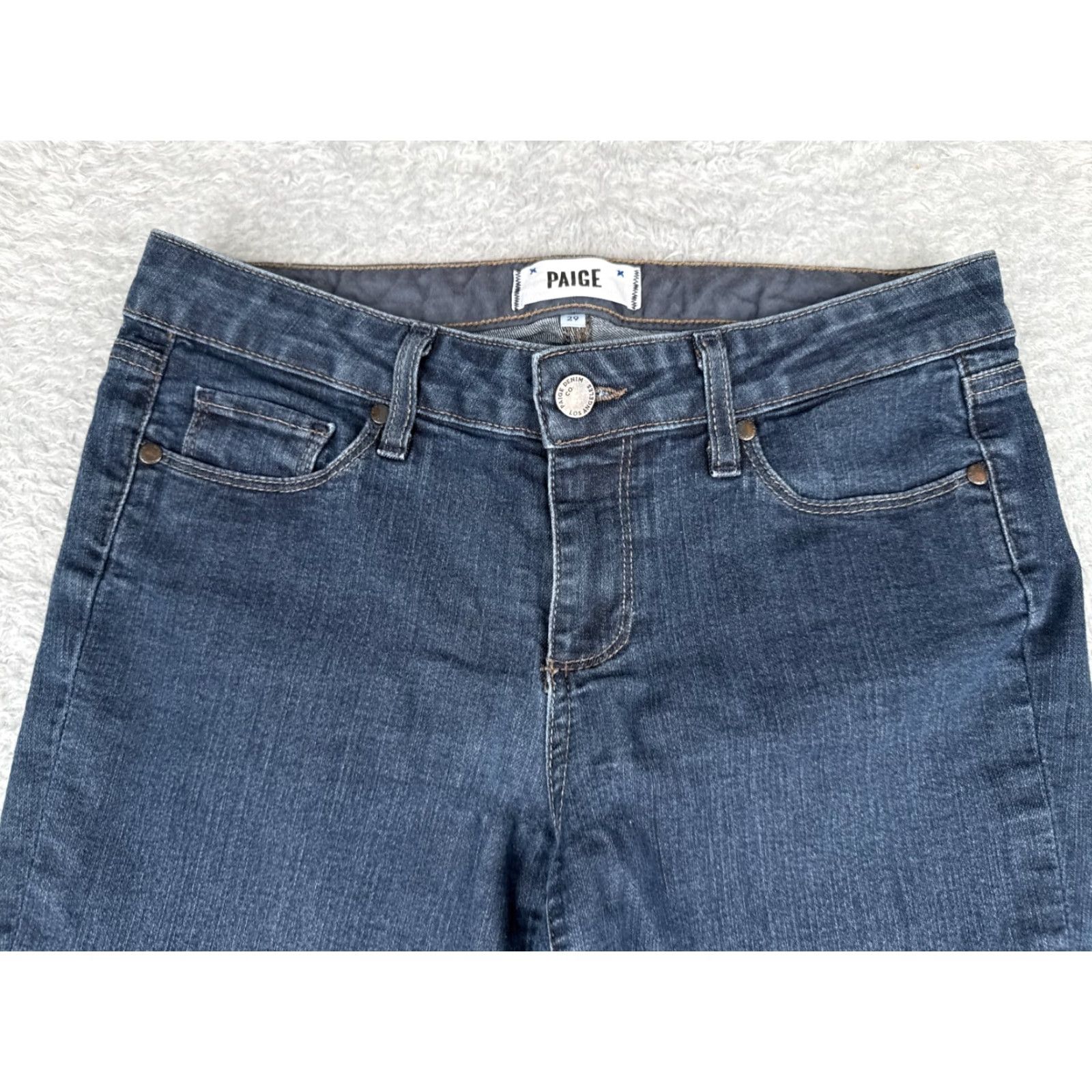 Paige VINTAGE Paige Women's Jeans Flared 29x29 Dark Blue Denim Cotton Stretch Fall Winter Womens Size 29" - 4 Thumbnail