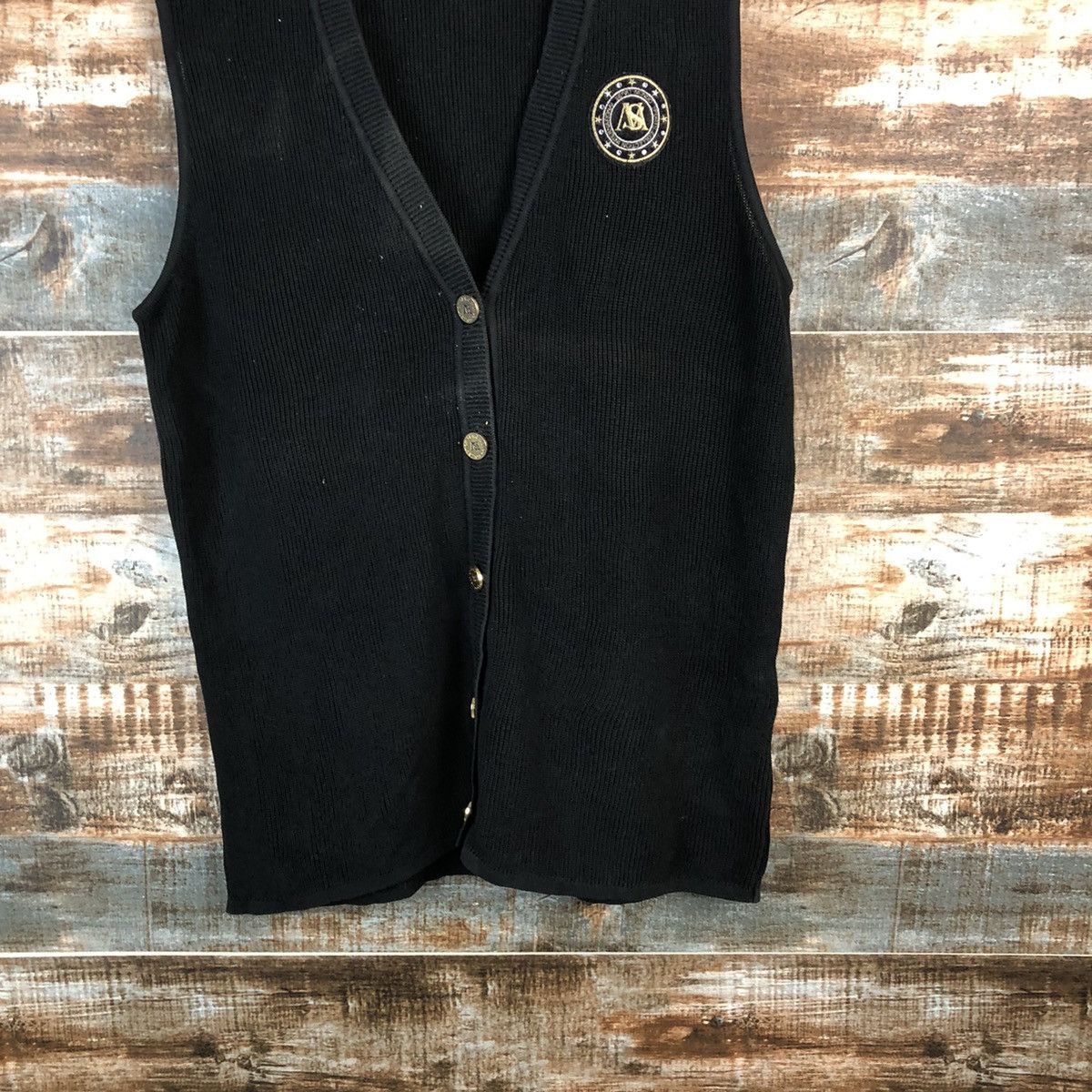 Japanese Brand Serio Mondo Black Vest Knitwear #A2205 Size US L / EU 52-54 / 3 - 3 Thumbnail