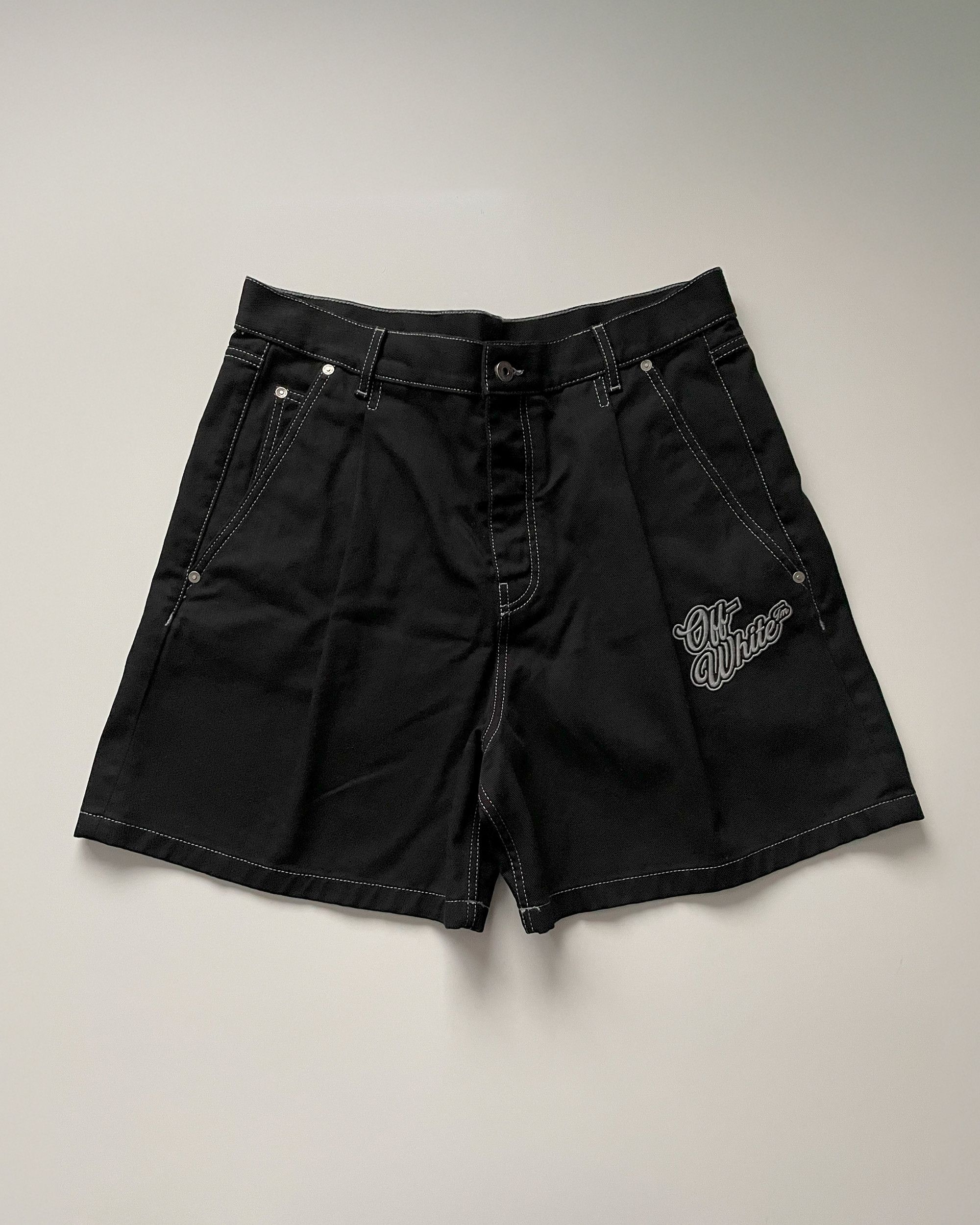 Off-White Off-White Flared Bermuda Denim Shorts Size US 33 - 1 Thumbnail
