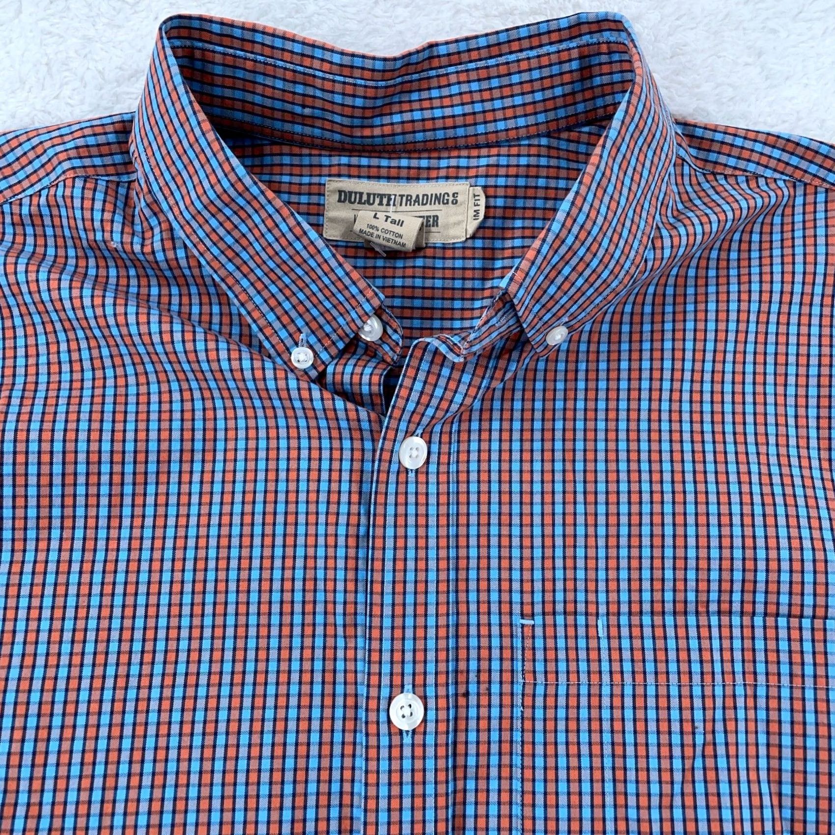 Vintage Duluth Trading Shirt Mens LT Blue Orange Plaid Slim Button Down Size US L / EU 52-54 / 3 - 2 Thumbnail