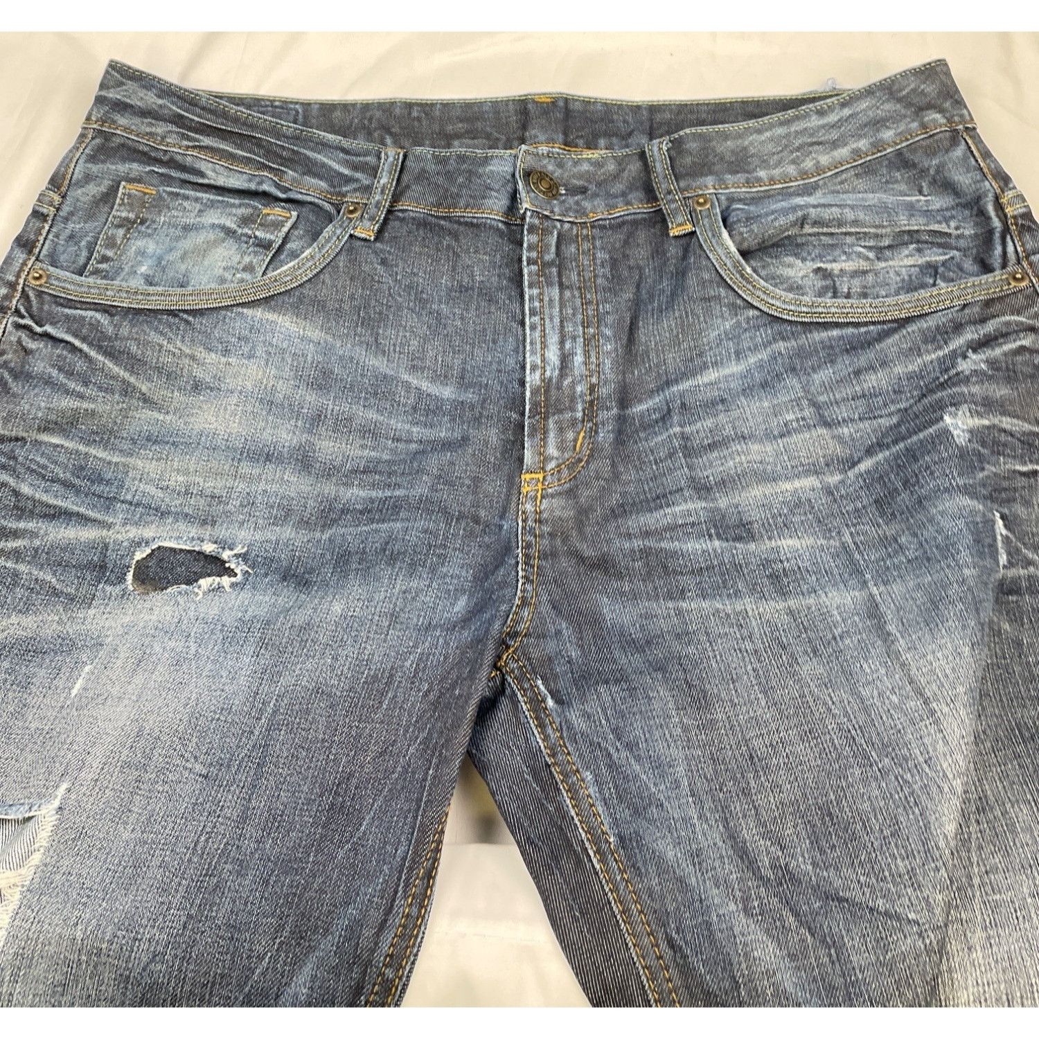 Buffalo David Bitton Buffalo David Bitton Men's Blue Relaxed Faded/Ripped/Jeans S Size US 38 / EU 54 - 3 Thumbnail